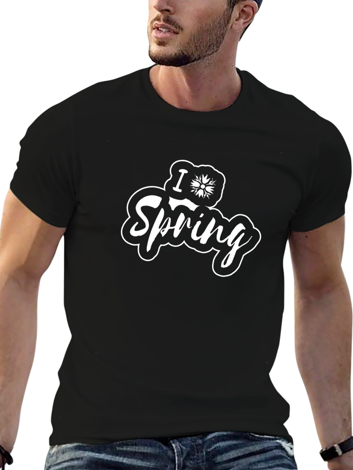 Black I Love Spring Black T-Shirt view 6