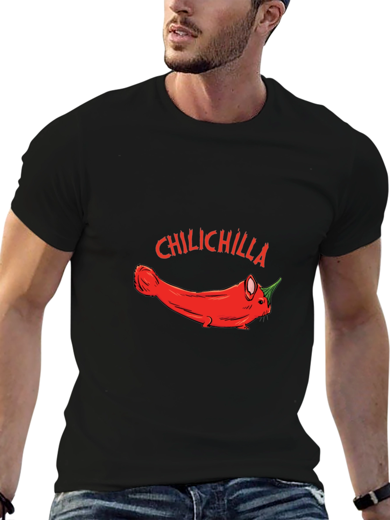 Black Chilichilla Funny Graphic T-Shirt view 6