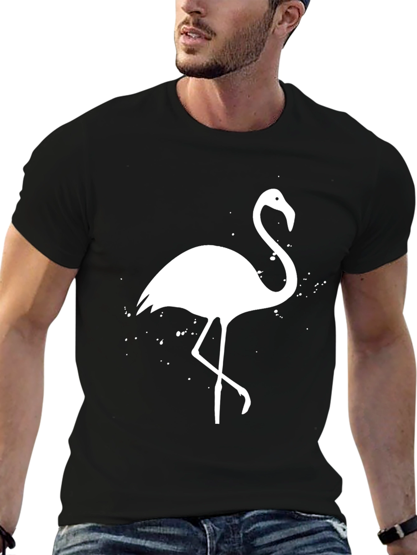 Flamingo Graphic Tee - Black Cotton T-Shirt - 6