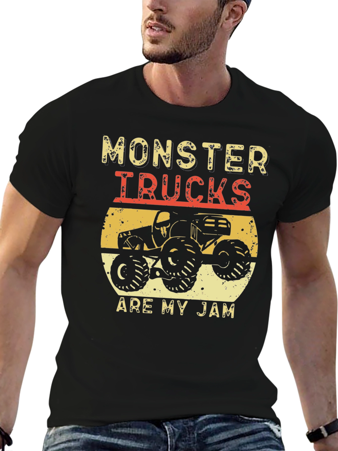Black Monster Trucks Are My Jam T-Shirt view 6
