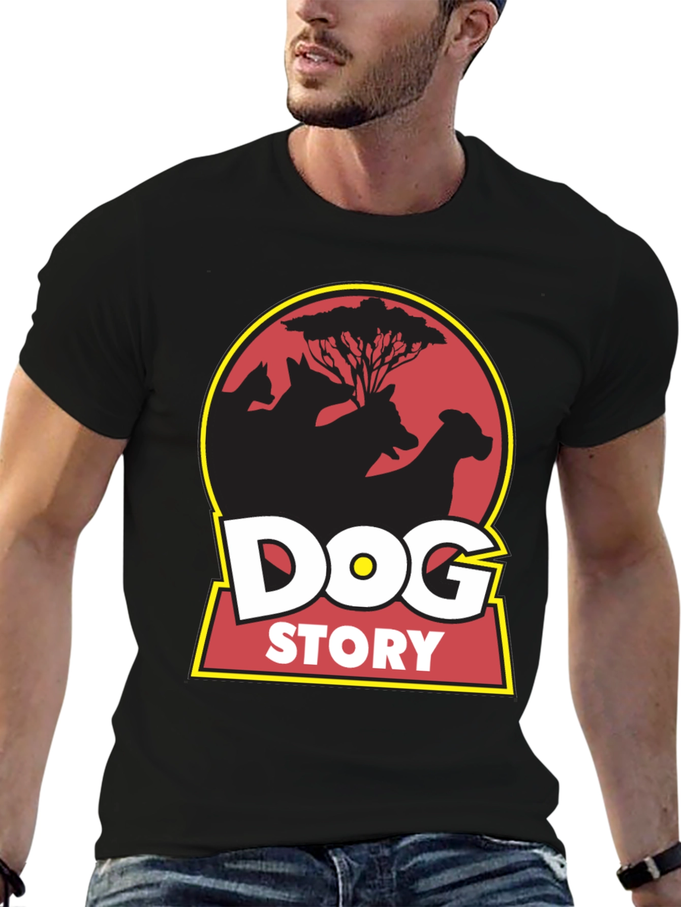 Black Dog Story Graphic Tee - Black Cotton Blend view 6