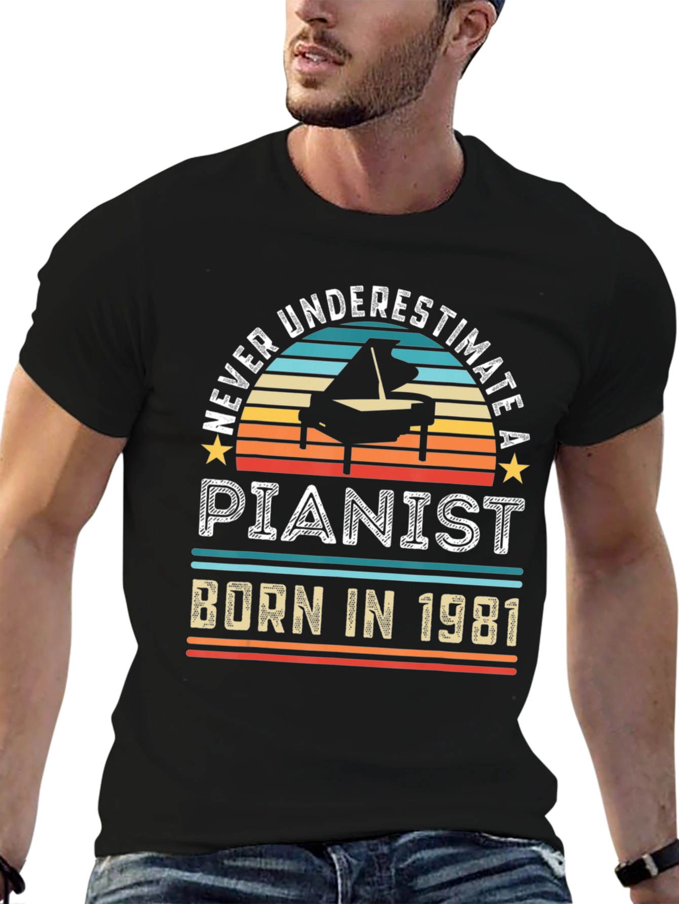 Black Pianist Born In 1981 Graphic T-Shirt view 6