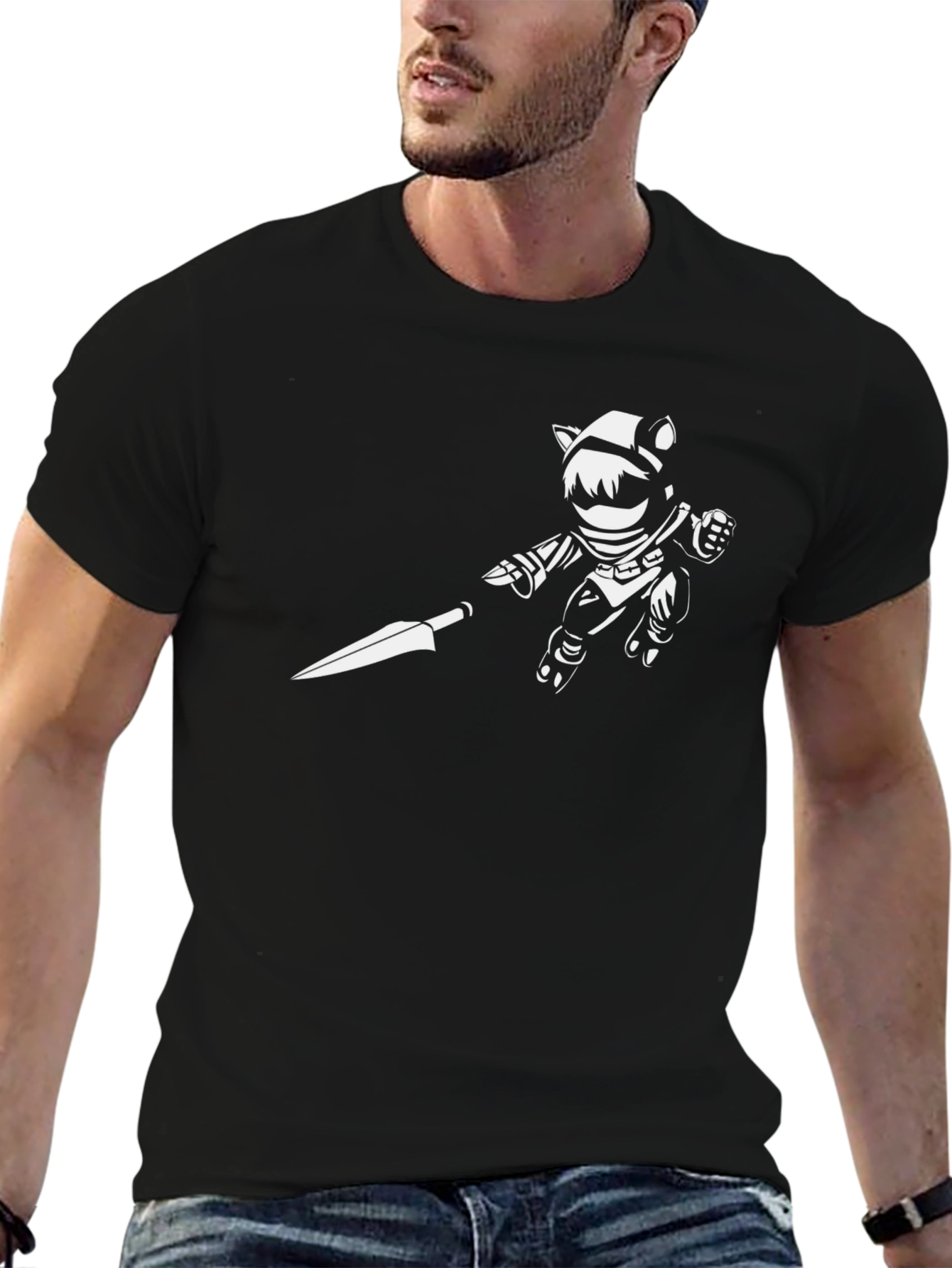 Black Astronaut Cat T-Shirt - Cool Graphic Tee view 6
