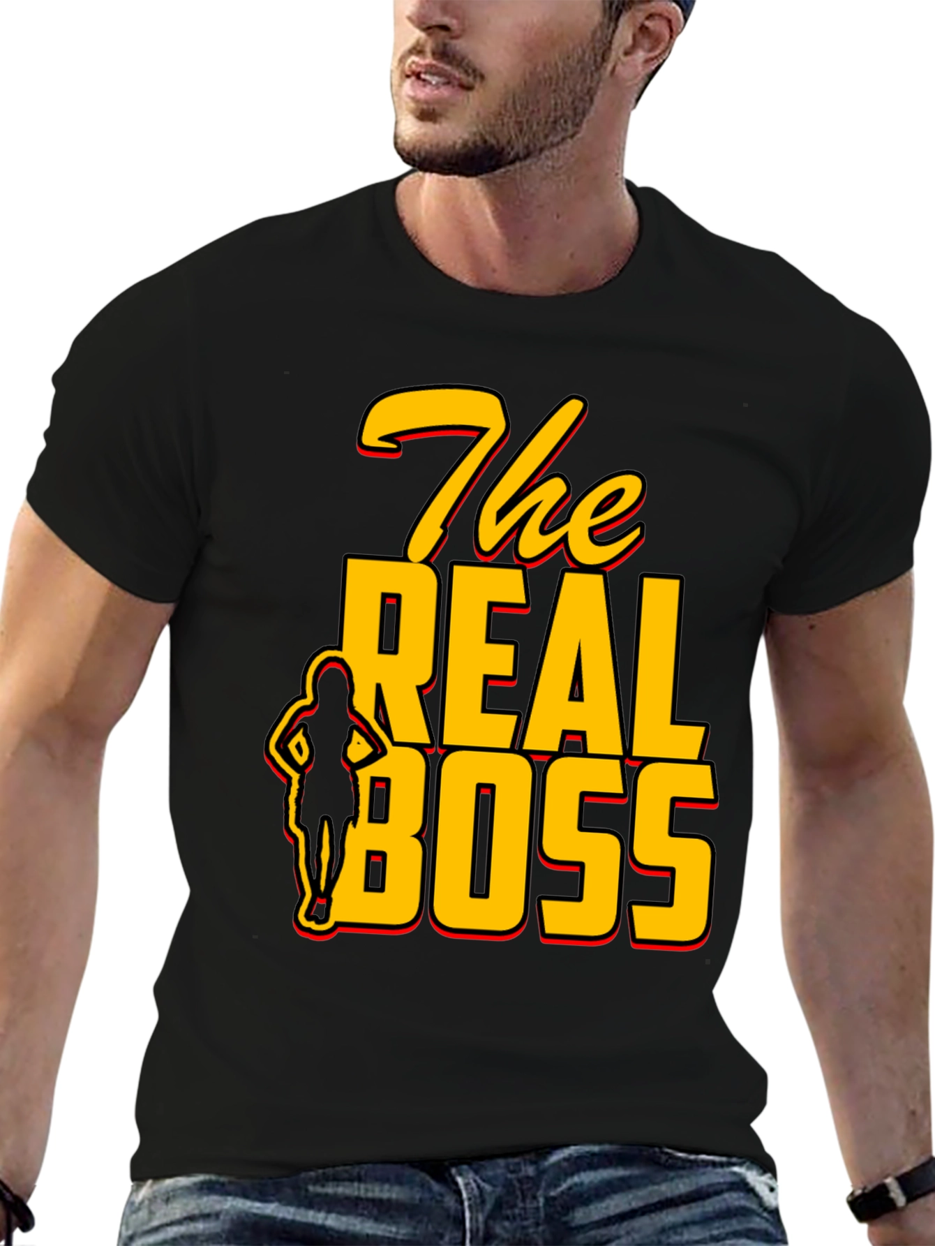 Black The Real Boss Graphic T-Shirt view 6