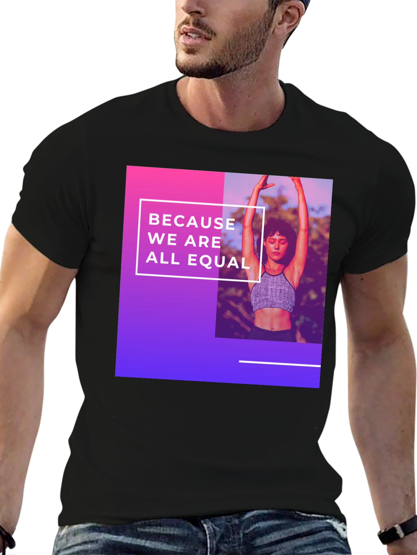 Black Equality T-Shirt: Because We Are All Equal view 6