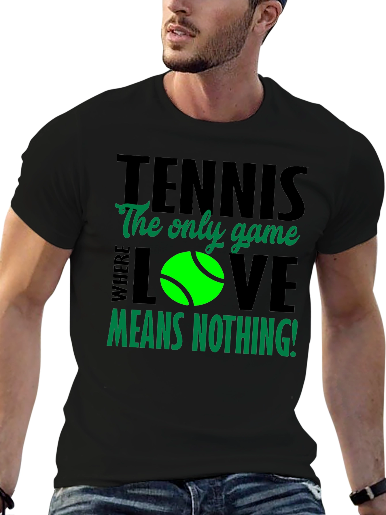Black Tennis Love Means Nothing T-Shirt view 6