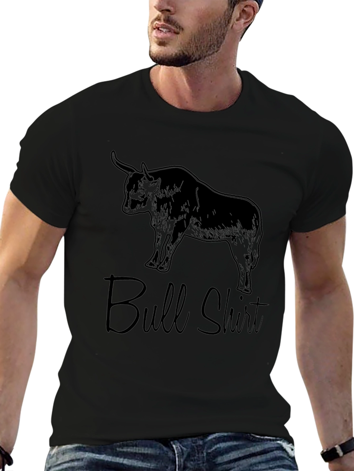 Black Bull Shirt - Men's Graphic Tee - Novelty T-Shirt view 6