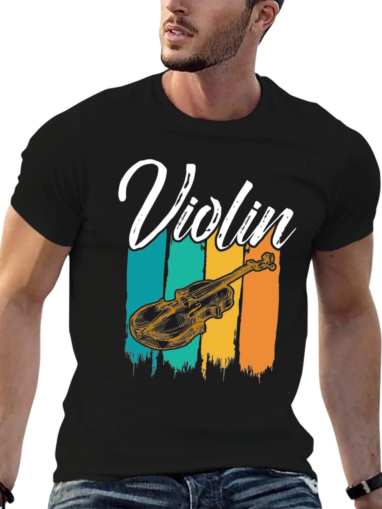 Black Vintage Violin T-Shirt - Music Lover Tee view 6