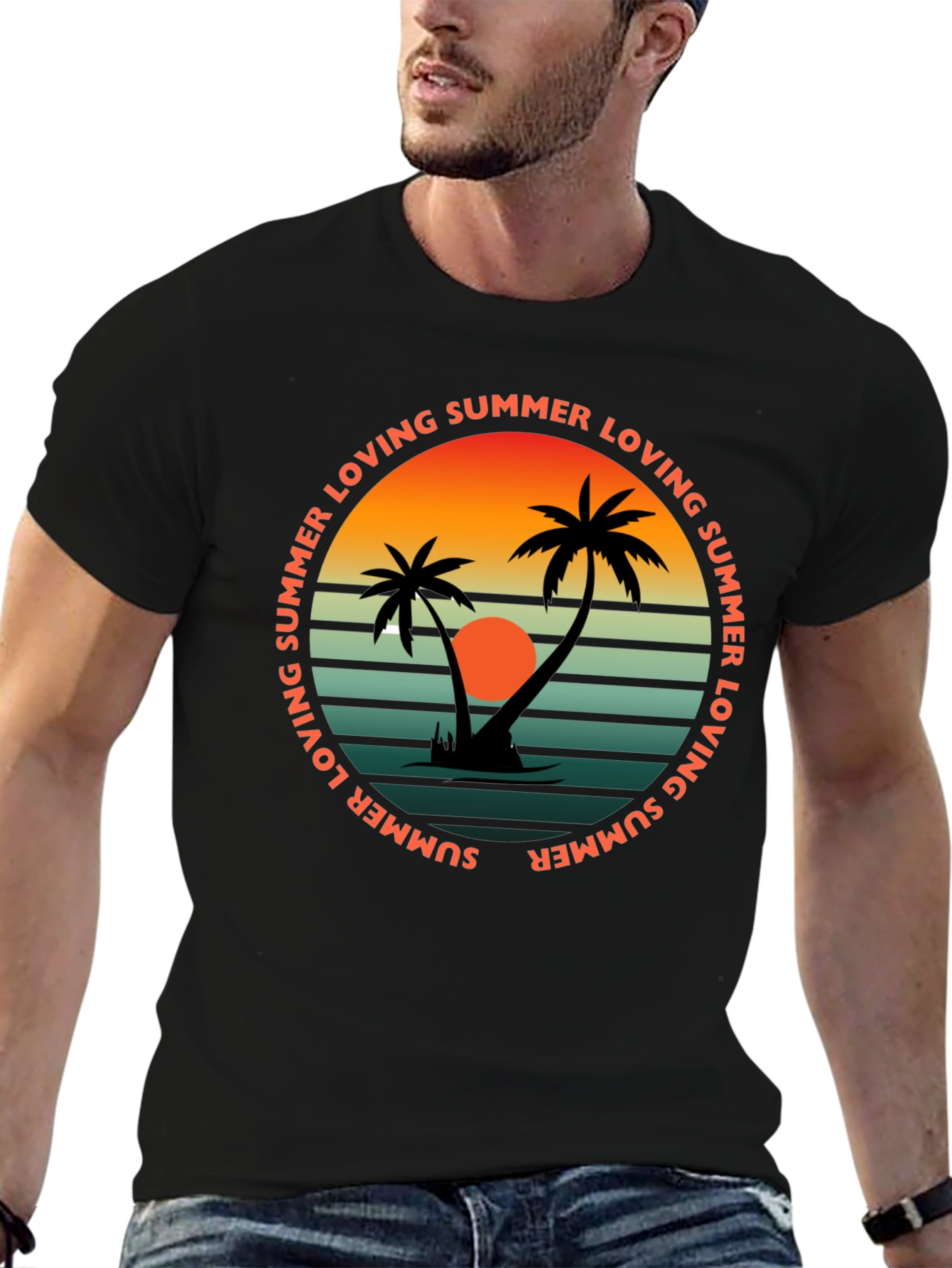 Black Summer Loving Graphic Tee - Retro Beach Vibes view 6