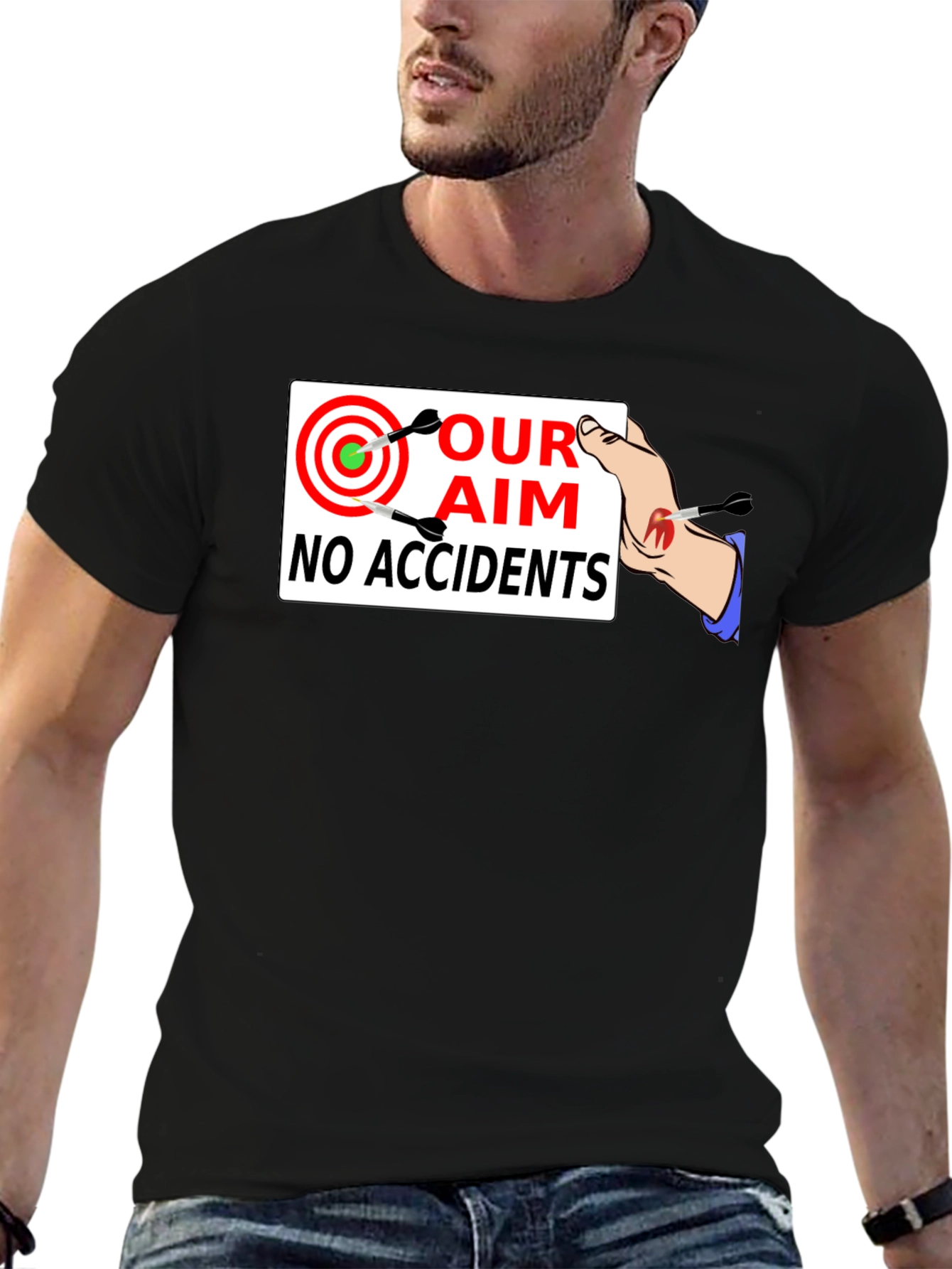 Black Our Aim, No Accidents T-Shirt - Safety First! view 6