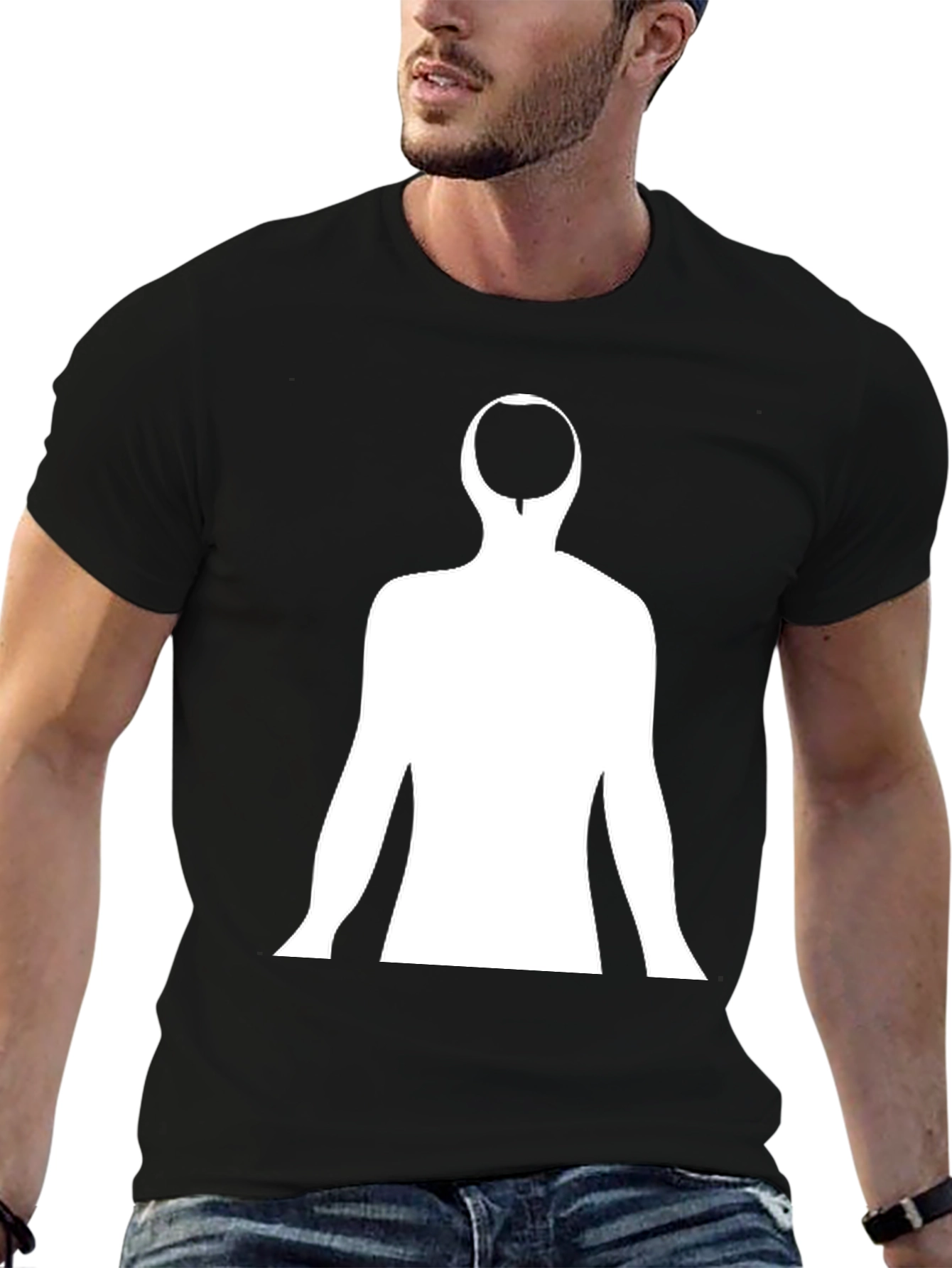 Black Abstract Silhouette Black T-Shirt view 6