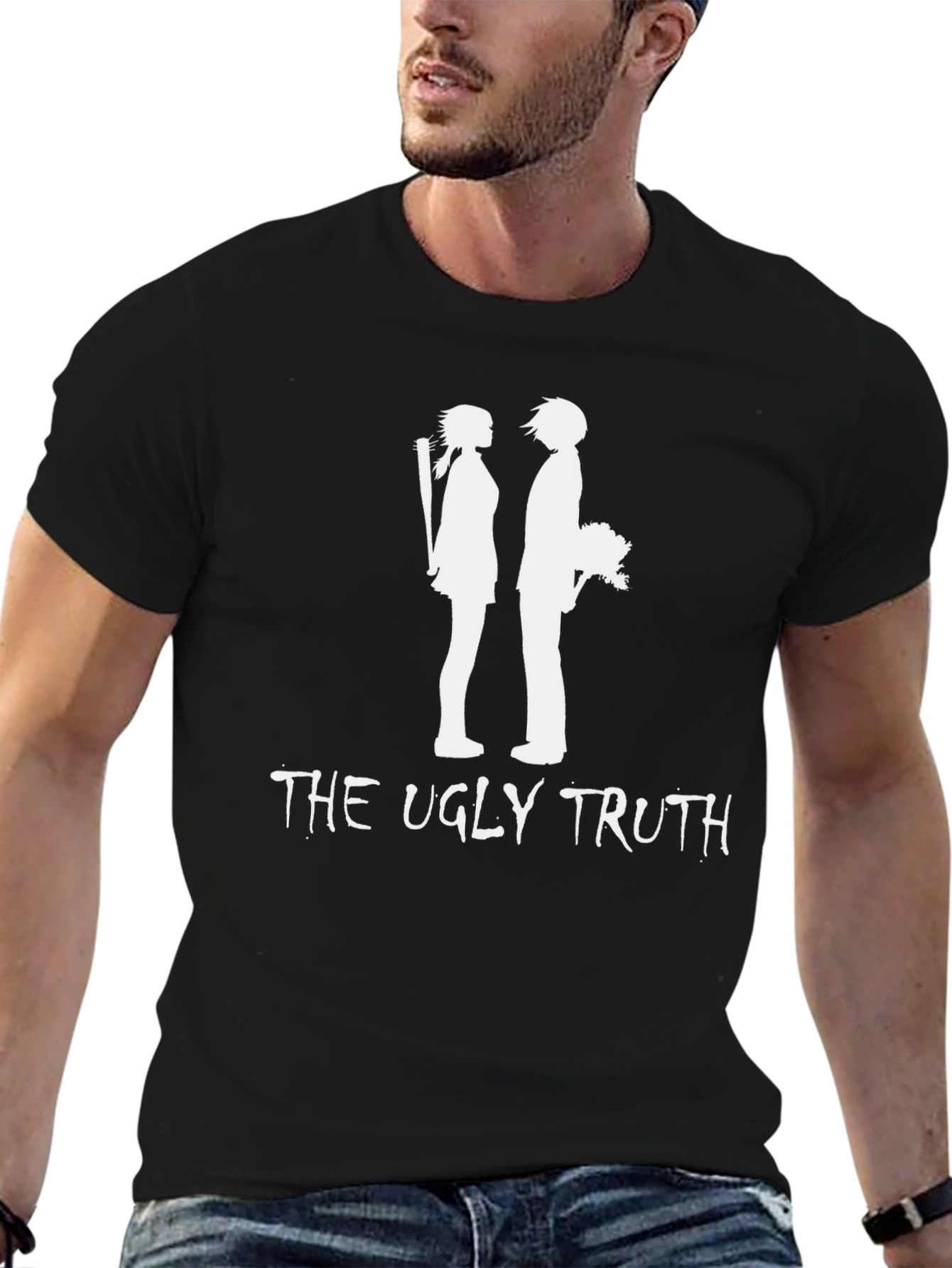 Black The Ugly Truth Graphic T-Shirt - Black Crew Neck view 6