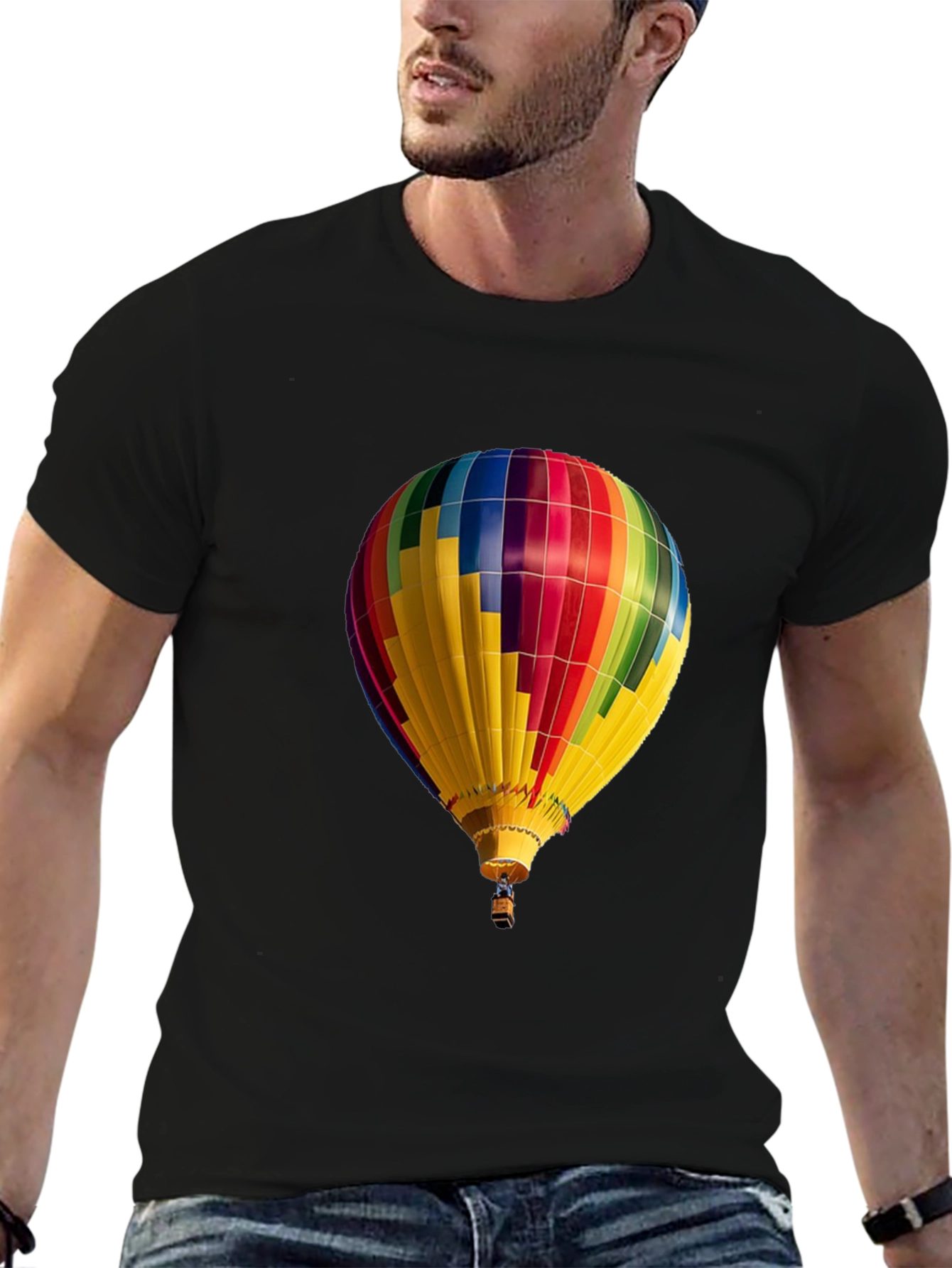Black Hot Air Balloon Graphic Tee - Unique Design view 6
