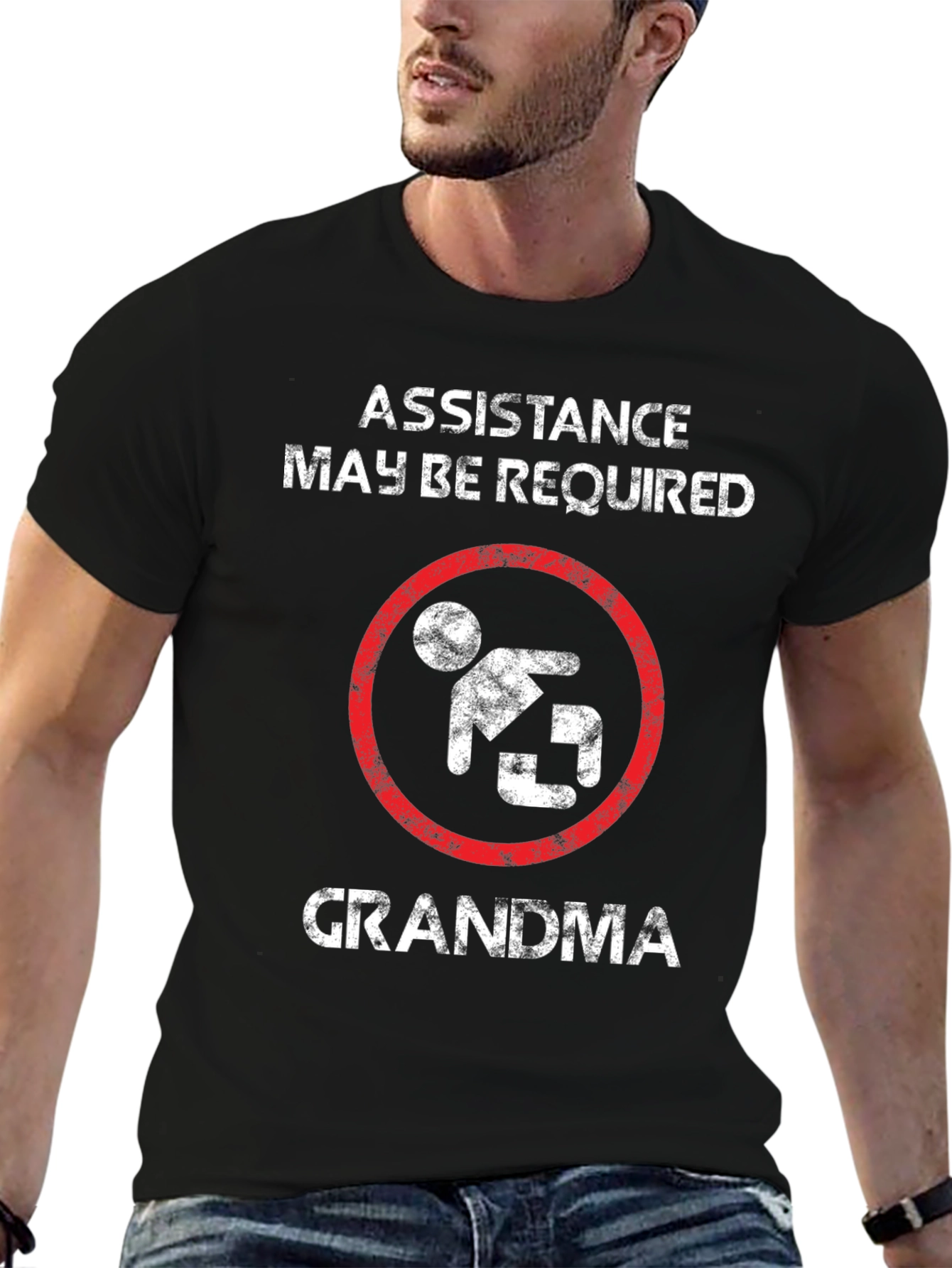 Black Assistance May Be Required Grandma Graphic T-Shirt view 6