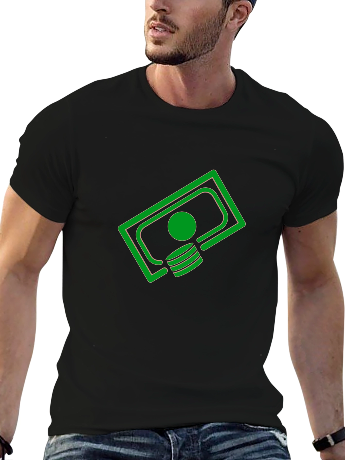 Black Money Graphic Tee - Cool Black T-Shirt view 6