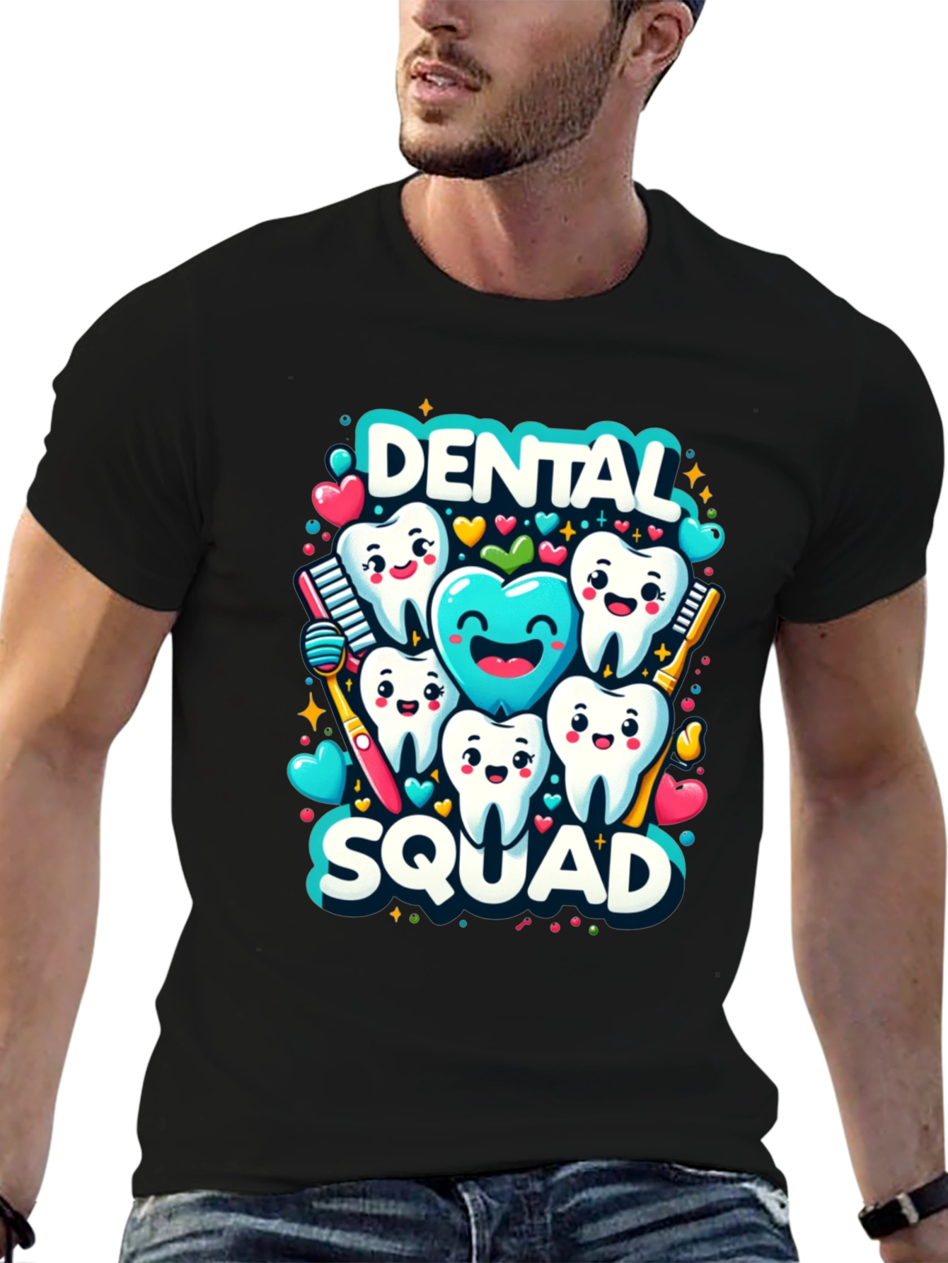 Black Dental Squad Graphic Tee - Funny Tooth Shirt view 6