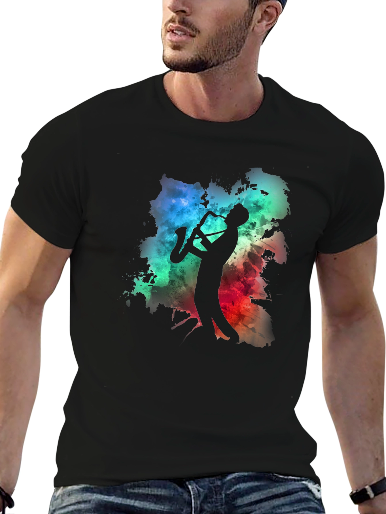 Black Cool Jazz Saxophone T-Shirt - Musician Gift Idea view 6