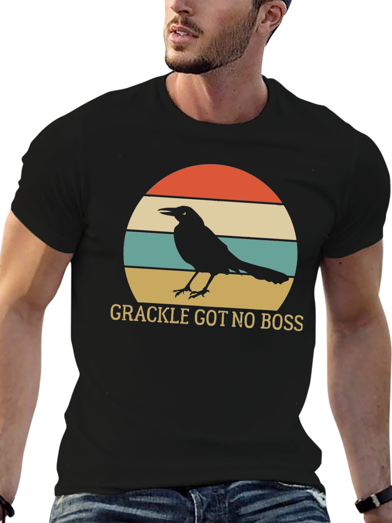Black Grackle Got No Boss Graphic T-Shirt view 6
