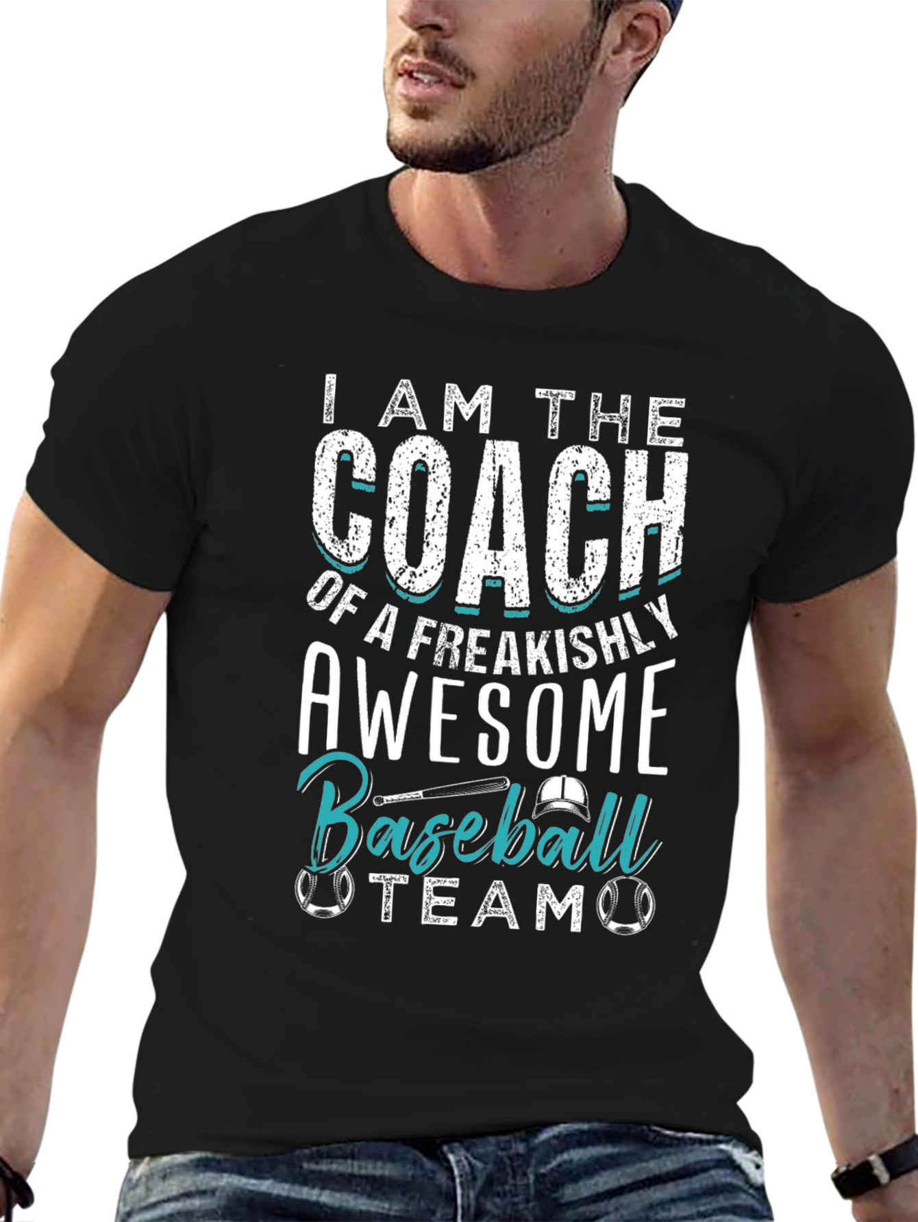Black Awesome Baseball Coach T-Shirt view 6