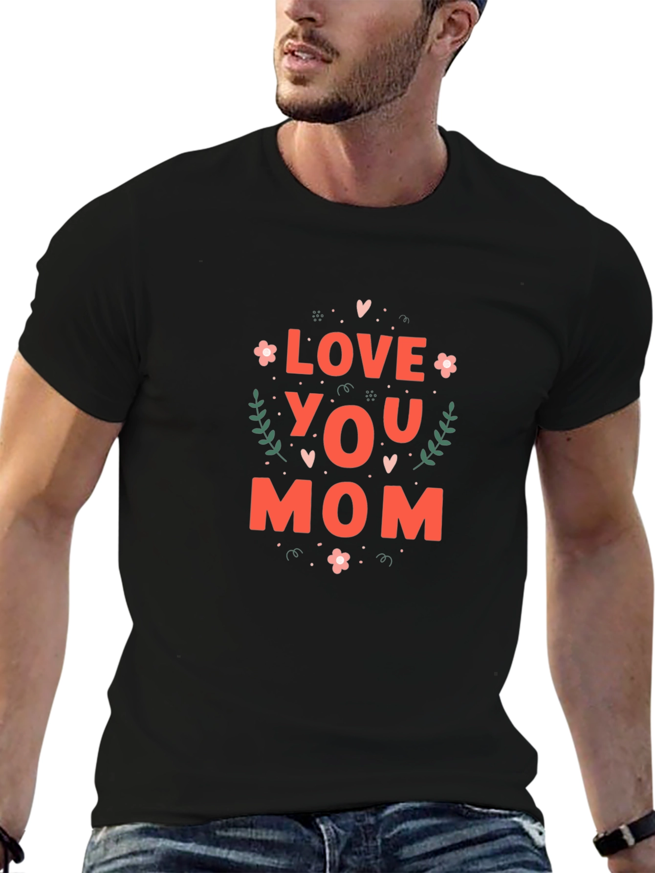 Black Love You Mom Graphic T-Shirt - Black view 6