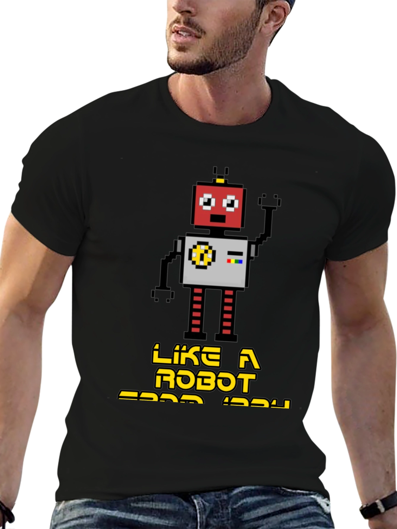 Black Retro Robot Graphic T-Shirt - Black view 6