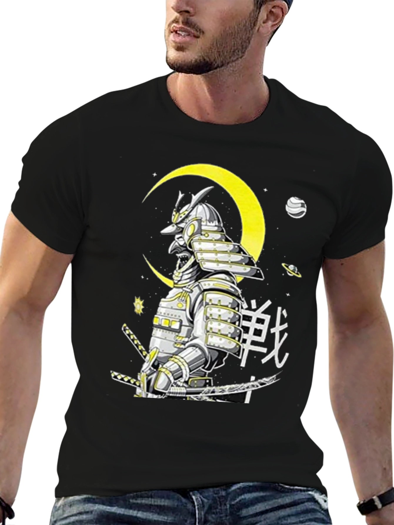 Black Samurai Warrior Graphic T-Shirt - Black view 6