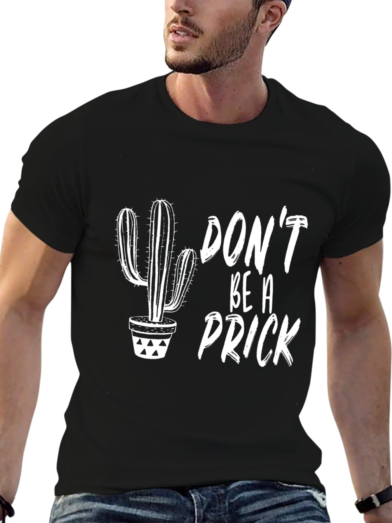 Black Don't Be a Prick Cactus Graphic T-Shirt view 6