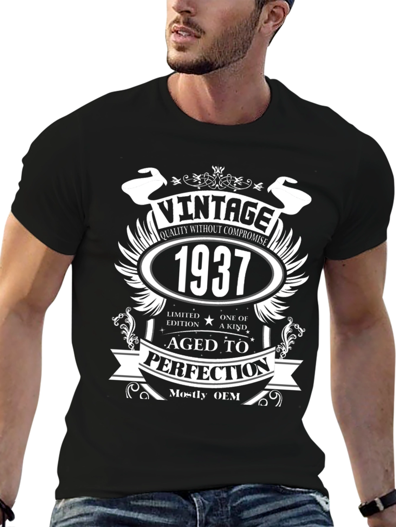 Black Vintage 1937 Aged To Perfection T-Shirt view 6