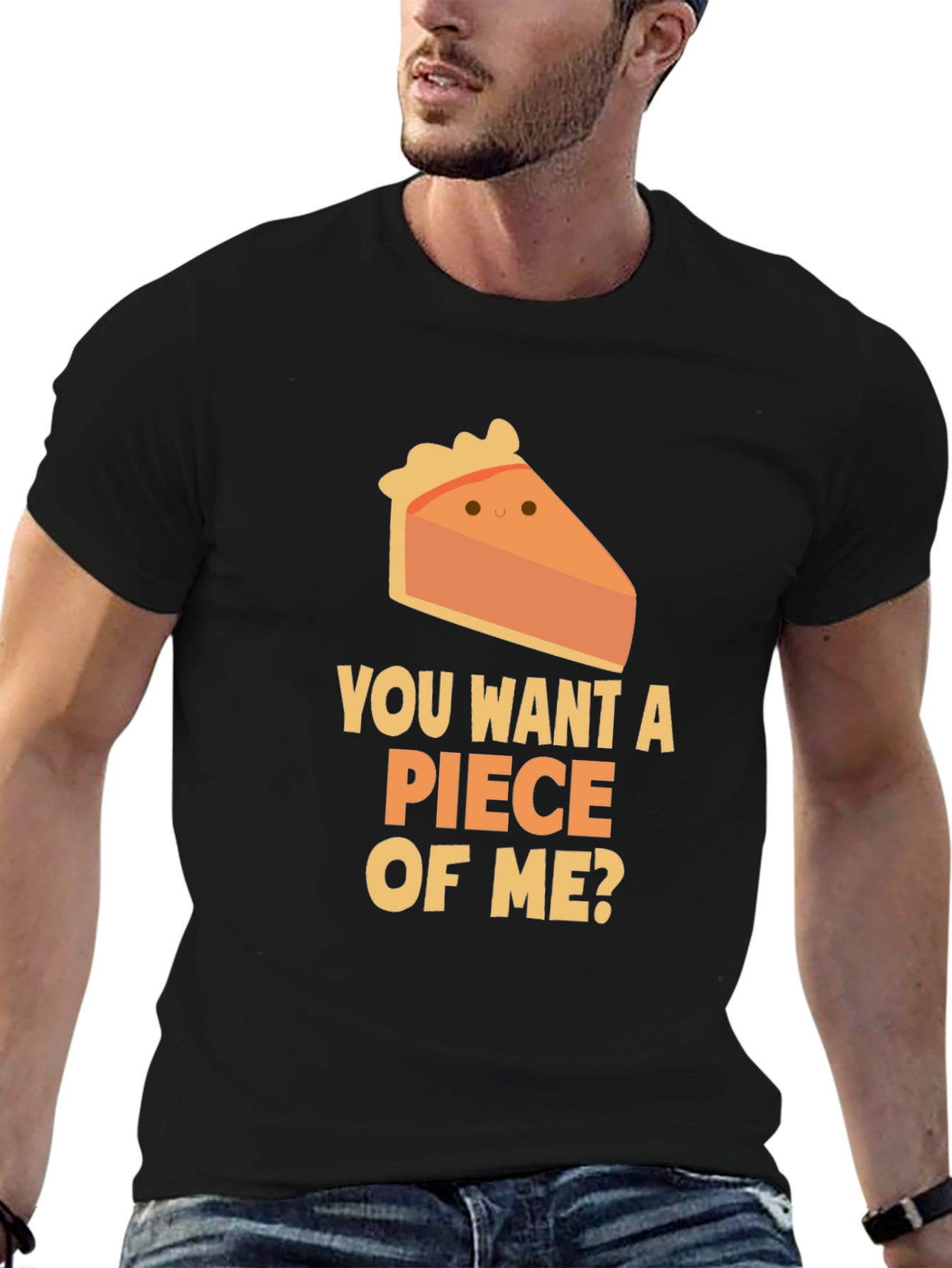 Black Want a Piece of Me? Pie Slice T-Shirt view 6