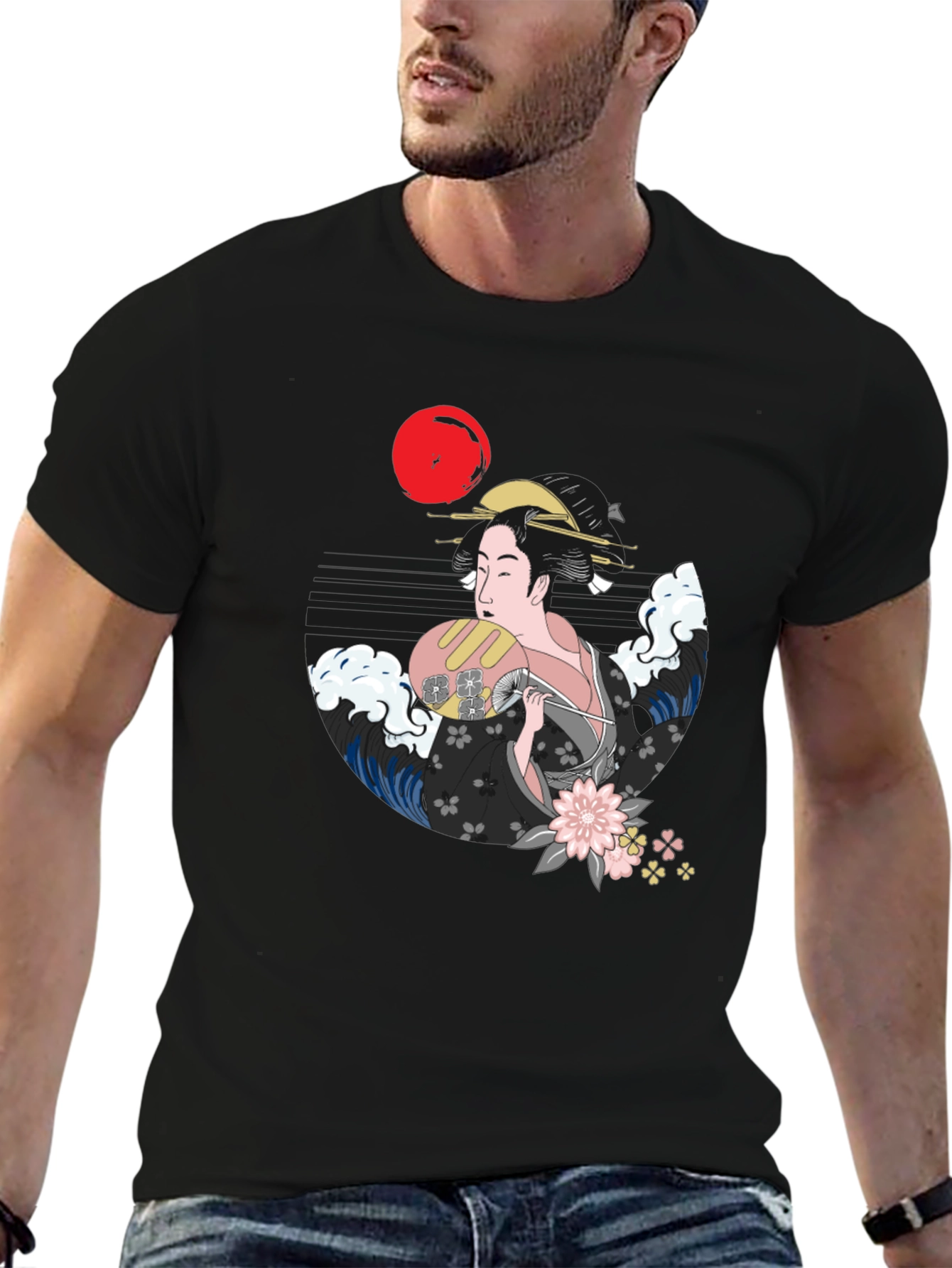 Black Geisha Graphic Black T-Shirt view 6