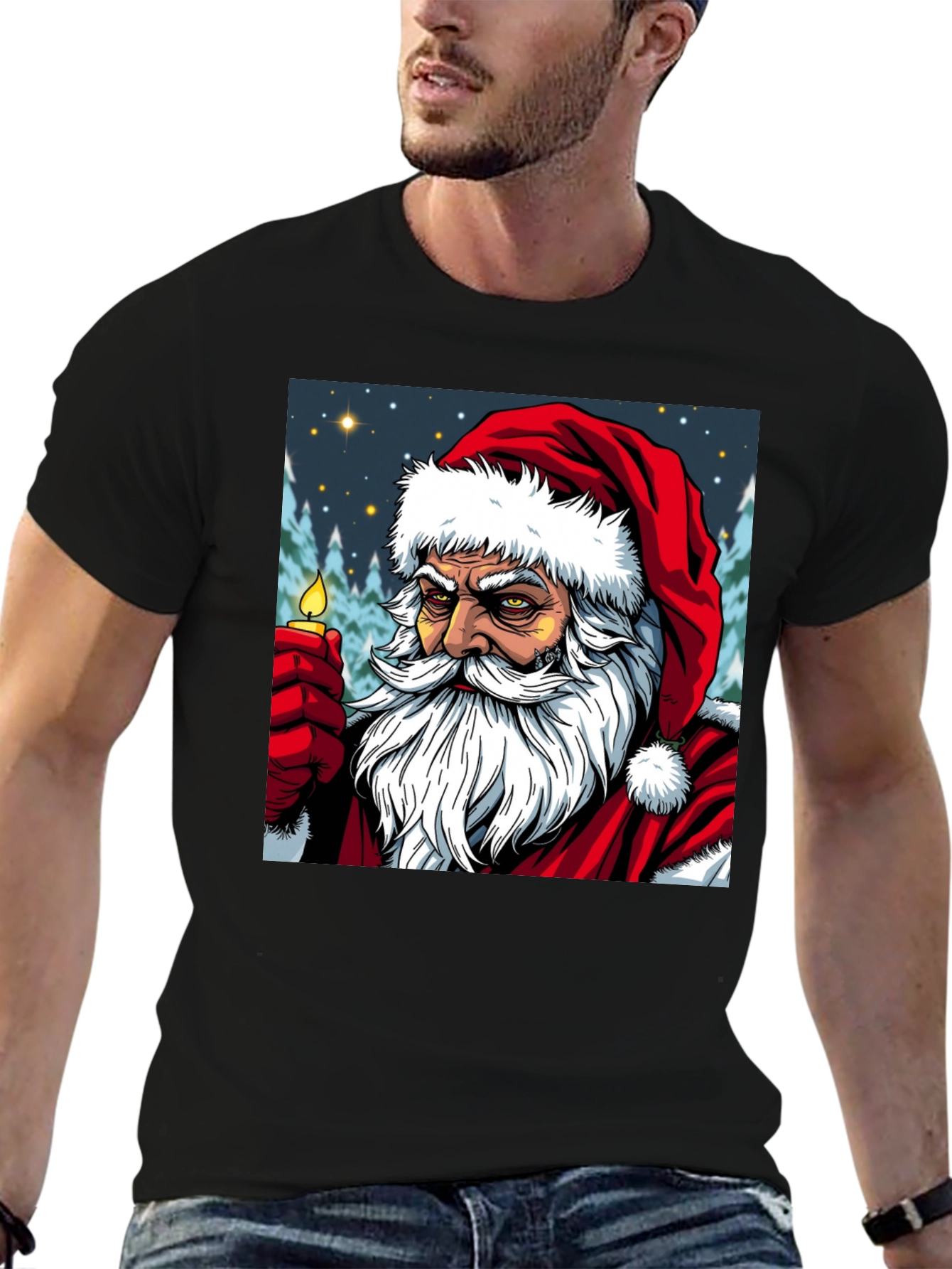 Black Santa Graphic Tee - Holiday Spirit view 6