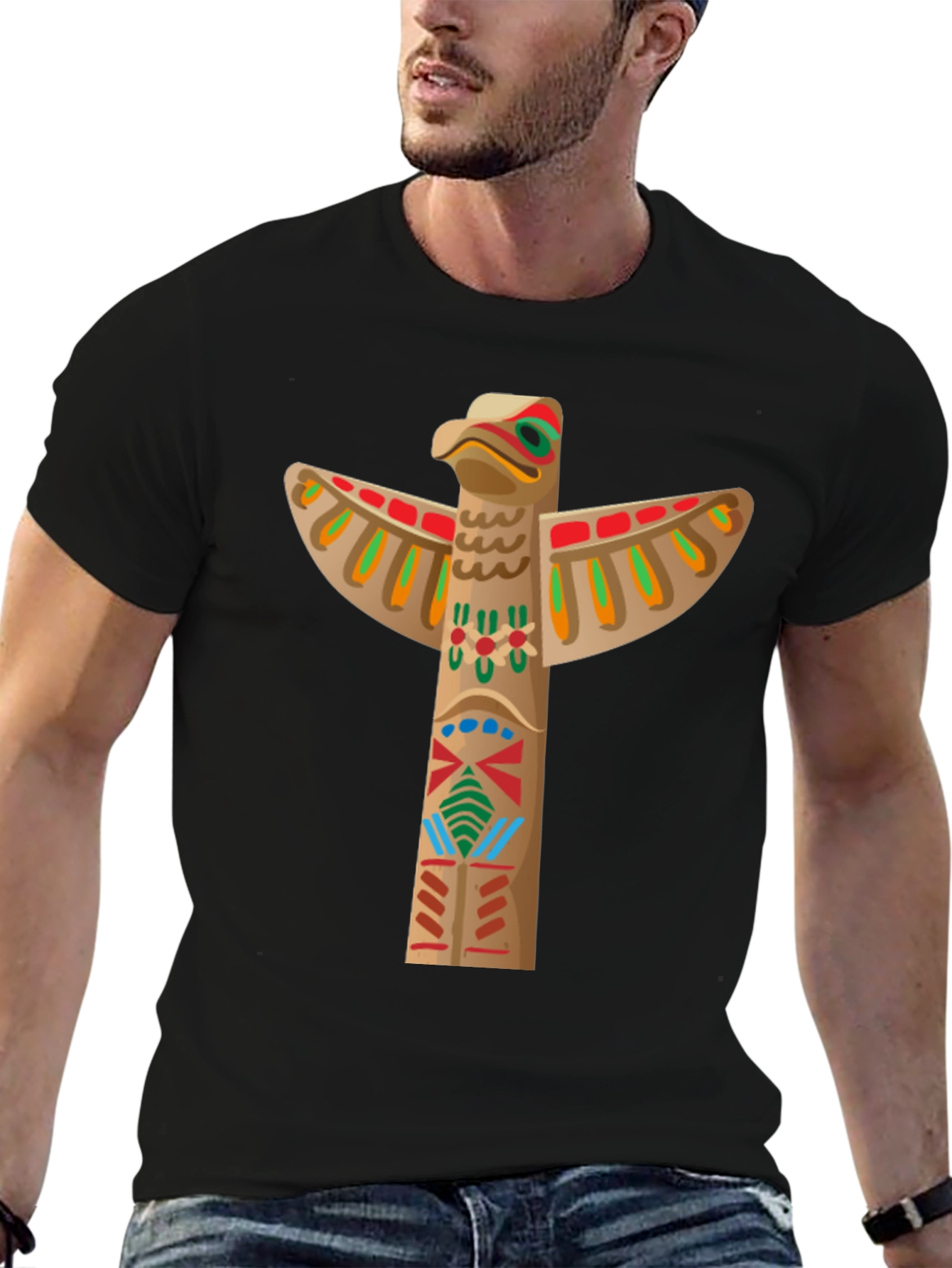 Black Totem Pole Graphic Tee - Black view 6
