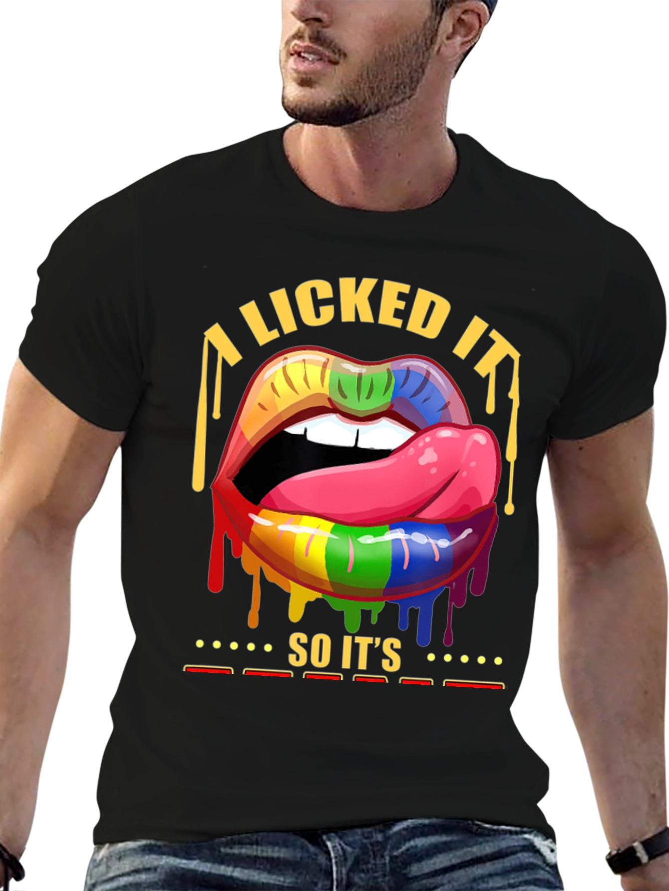 Black Rainbow Lips Pride T-Shirt view 6