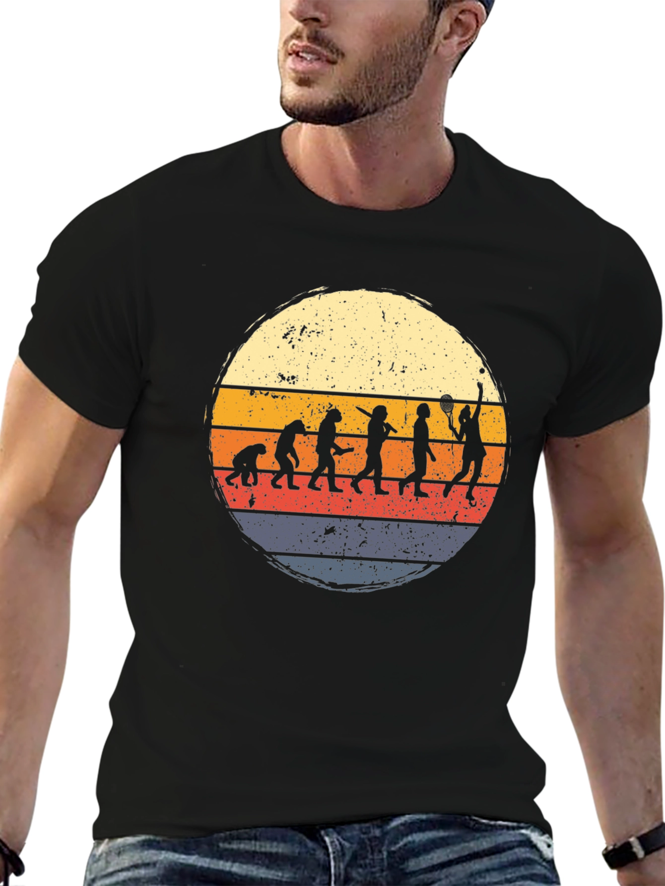 Black Tennis Evolution Graphic T-Shirt - Vintage Style view 6