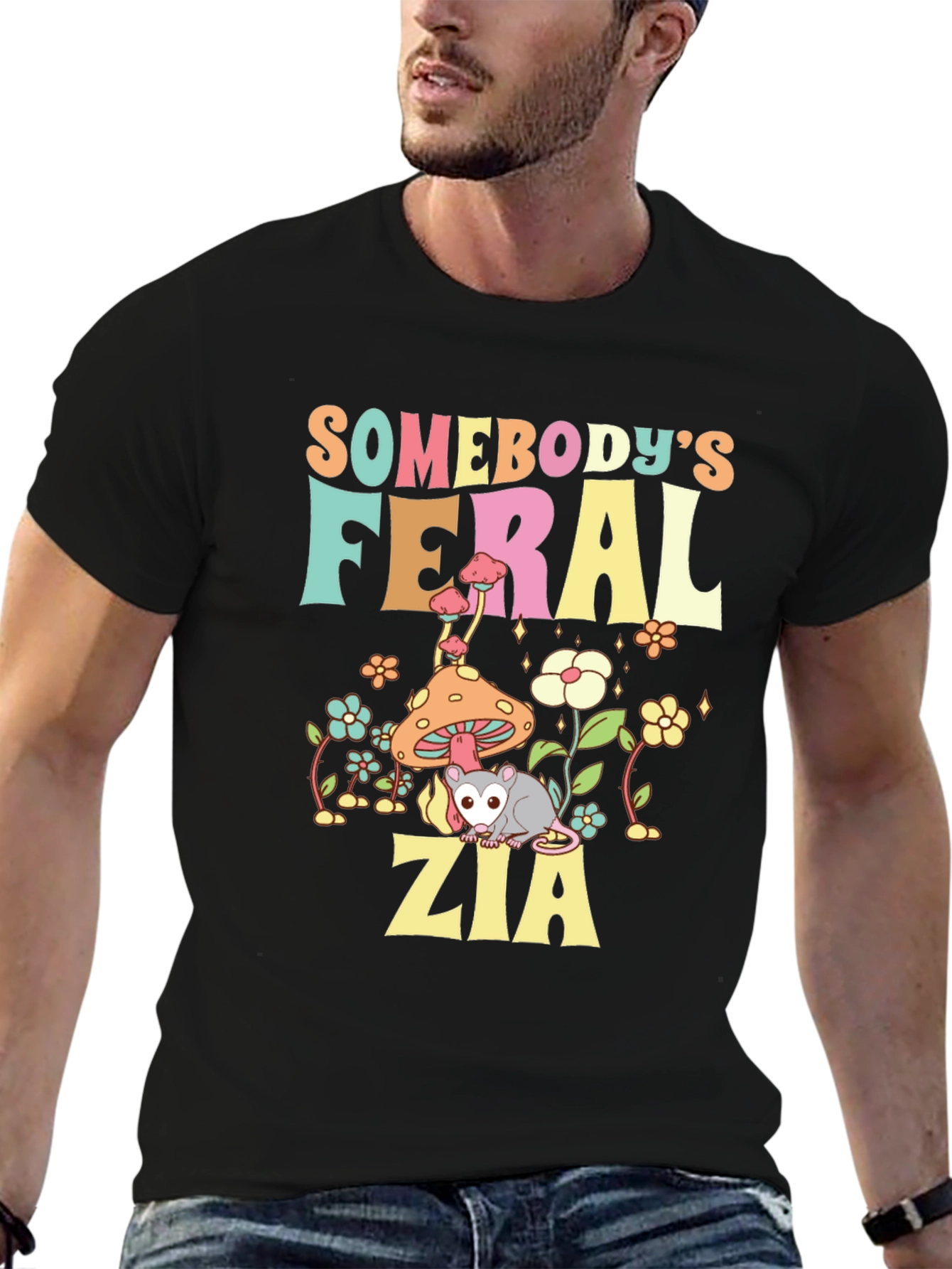Black Feral Zia Graphic T-Shirt: Unique Design view 6