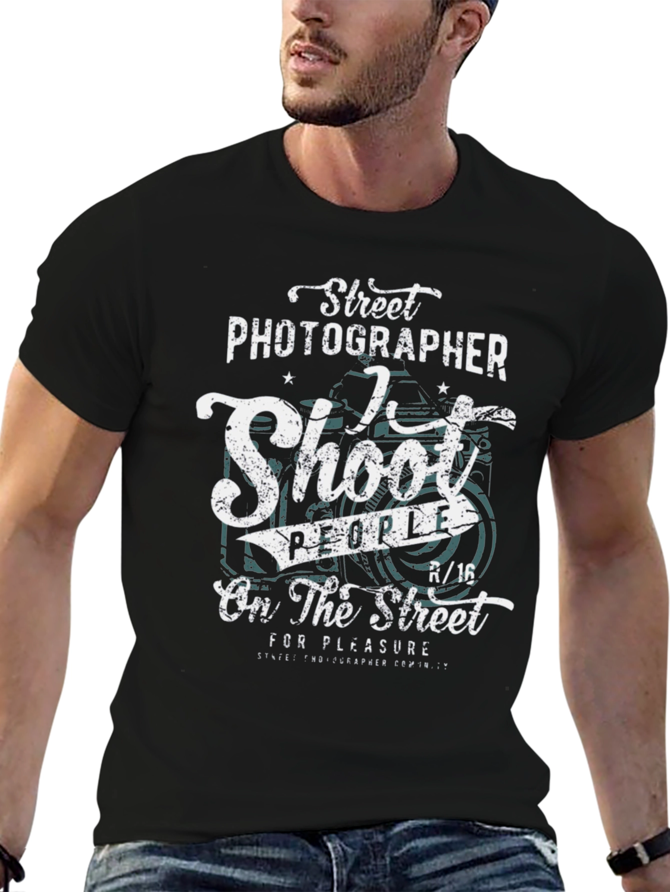 Black Street Photographer T-Shirt - I Shoot People view 6