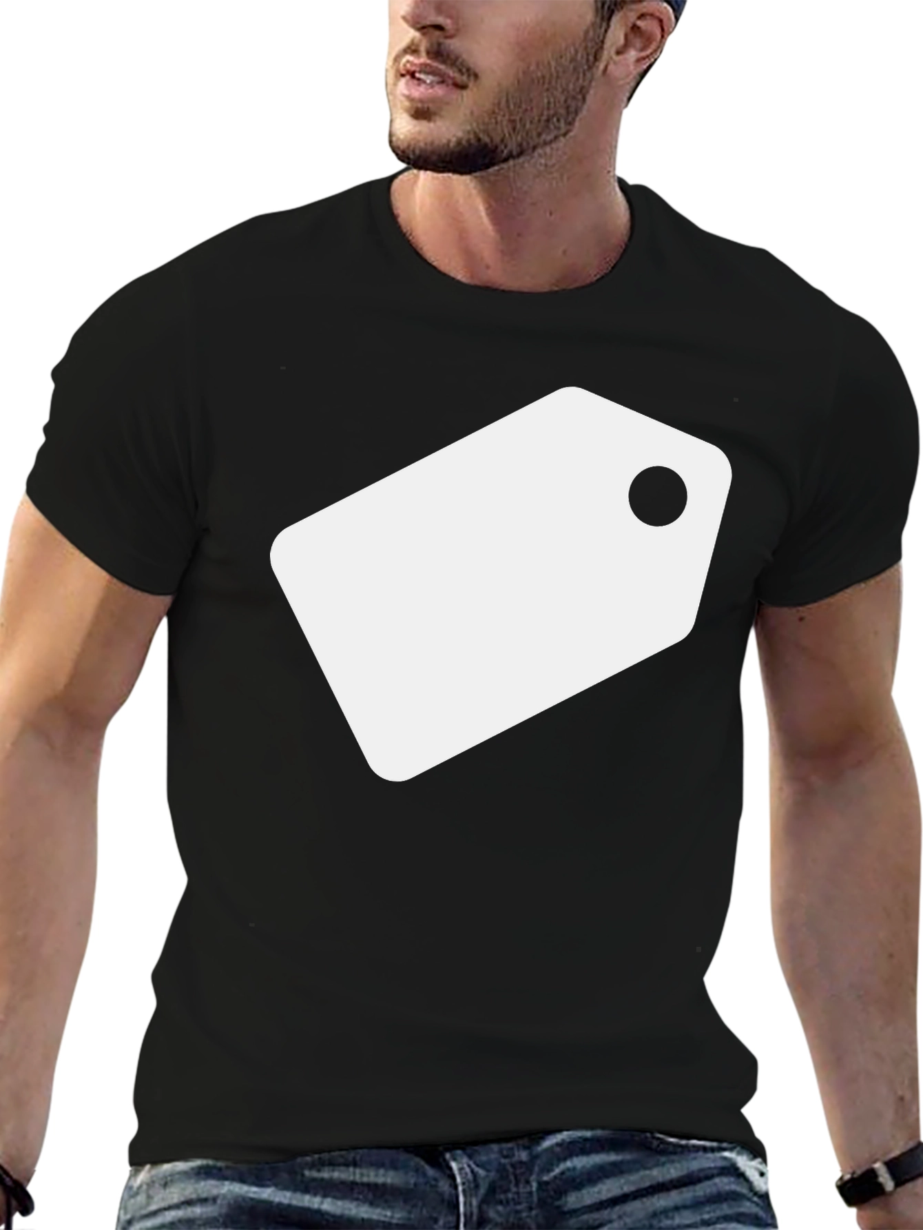 Black Black Tee with White Tag Graphic view 6