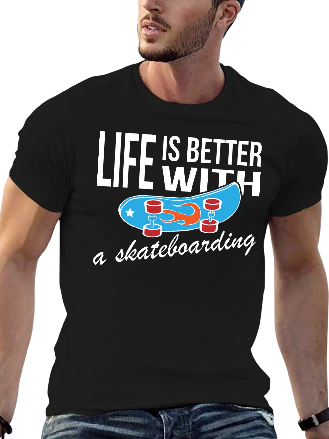 Black Life is Better With Skateboarding T-Shirt view 6