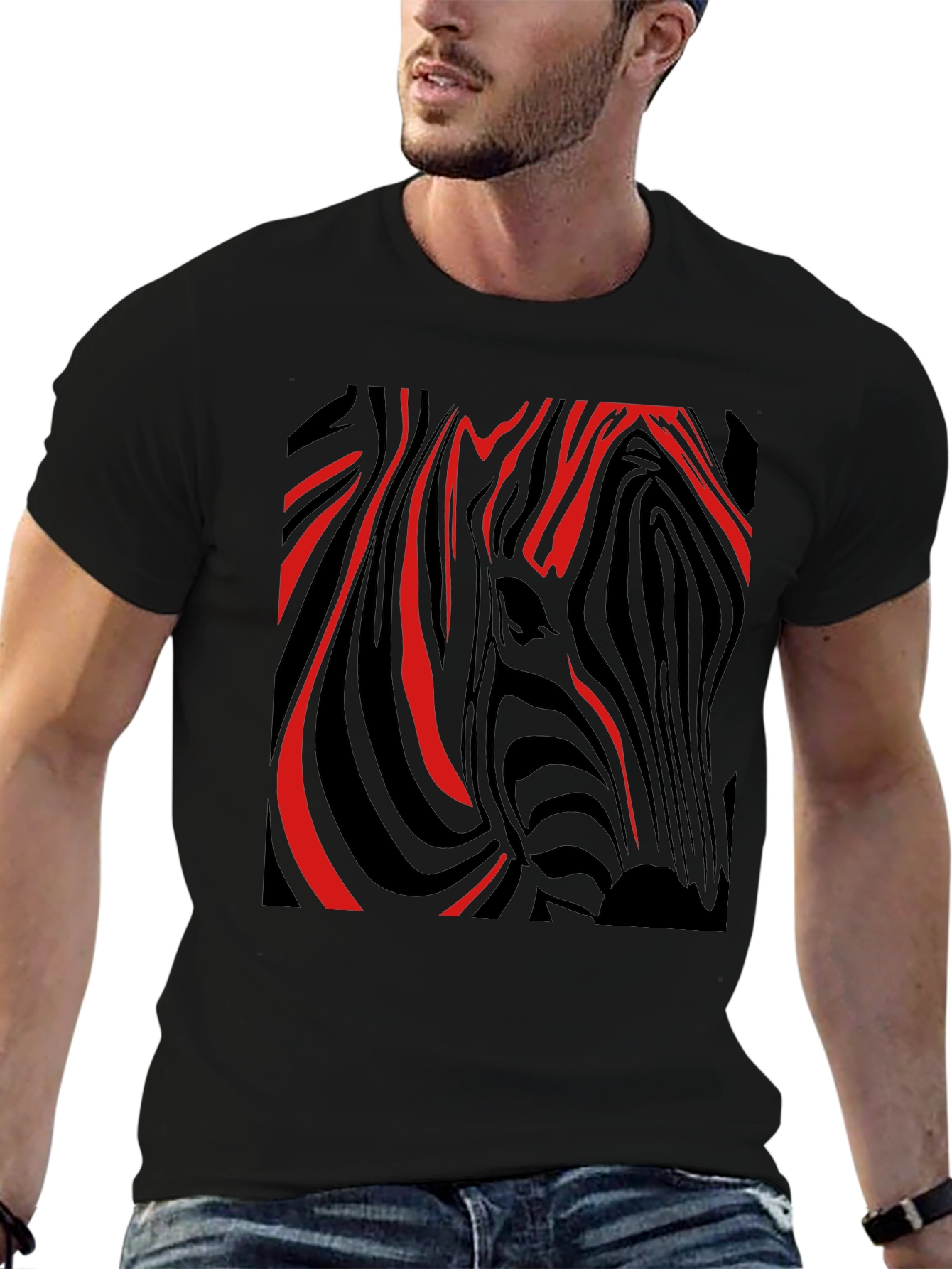 Black Zebra Stripe Graphic Tee - Modern Style view 6
