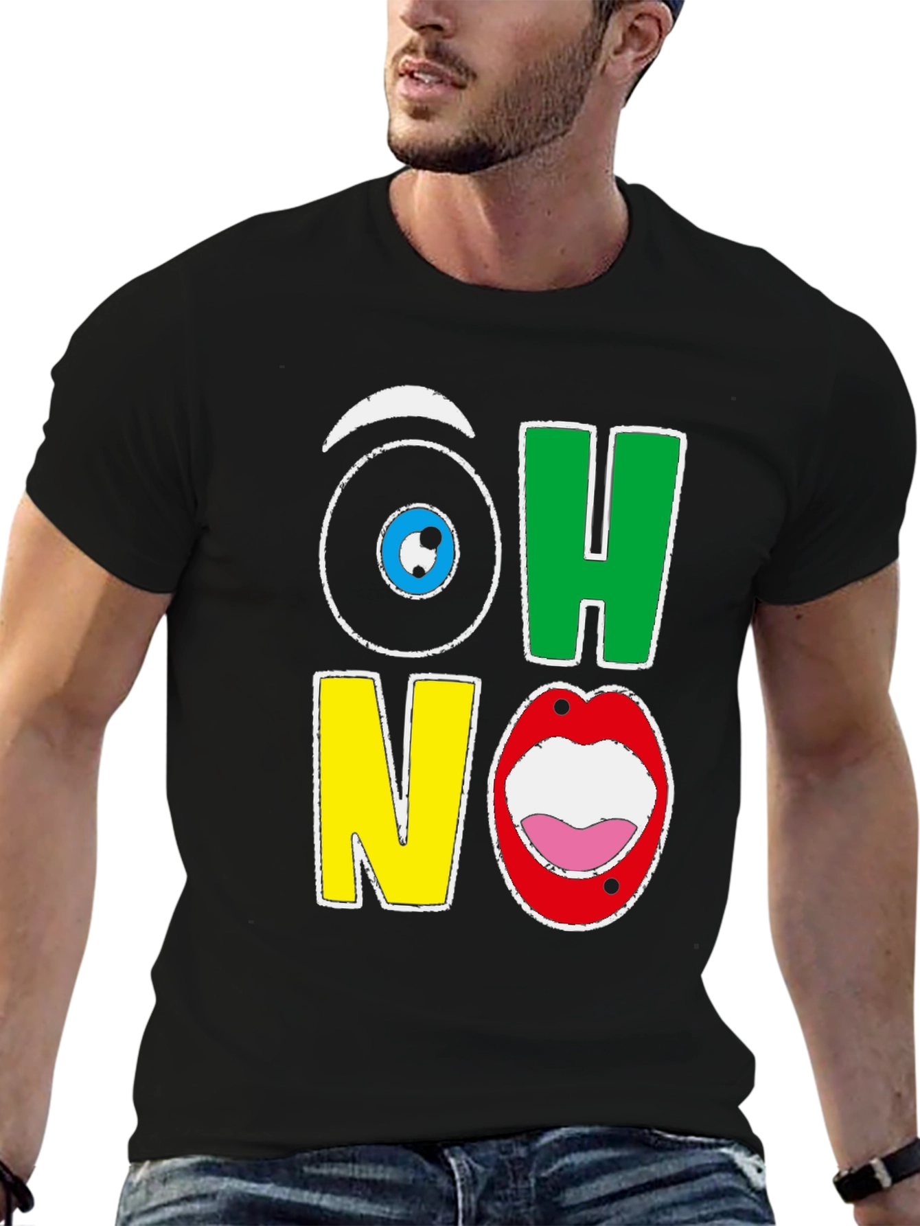 Black Oh No! Graphic Tee - Quirky T-Shirt view 6
