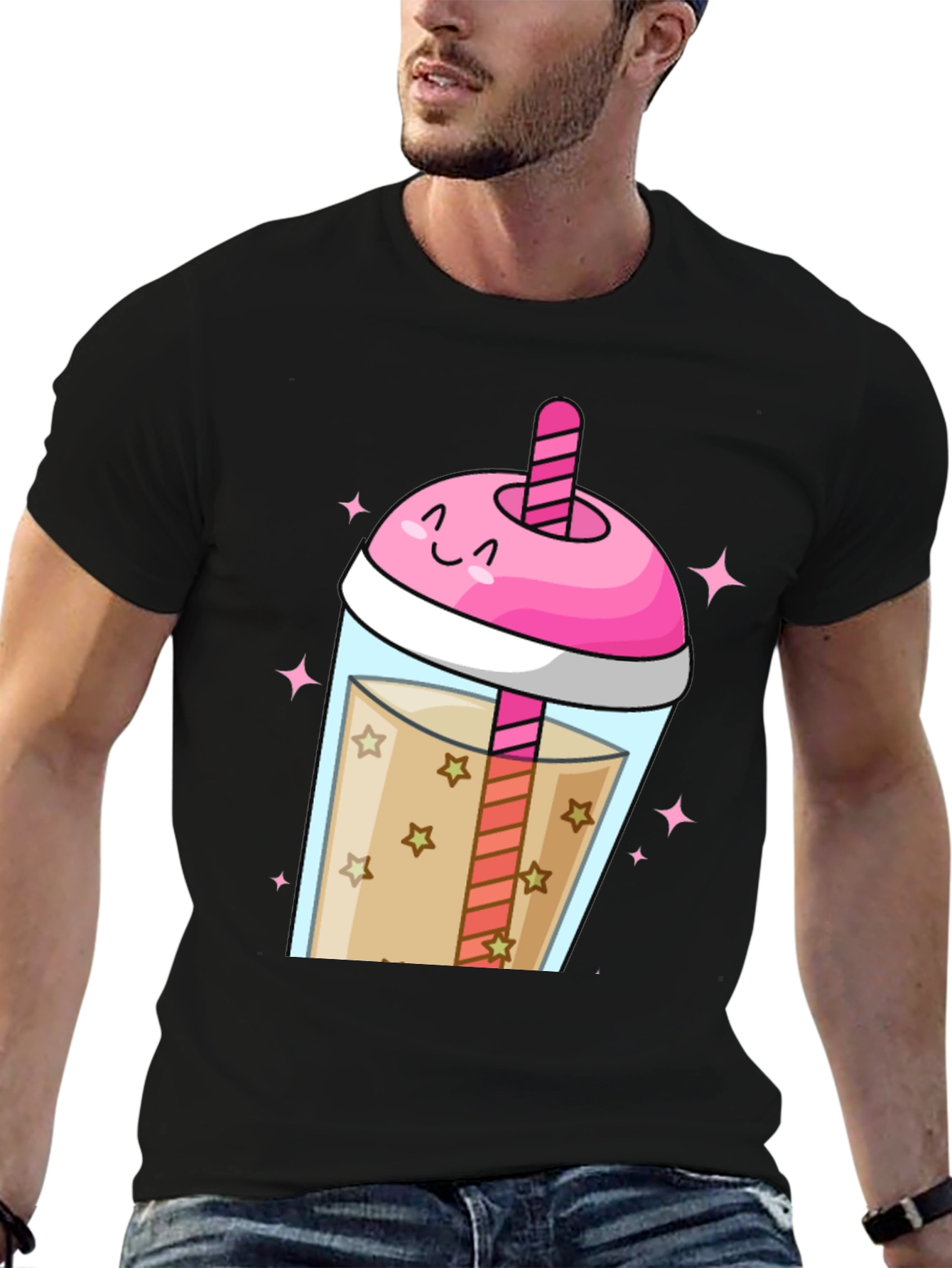 Black Kawaii Bubble Tea Graphic Tee view 6