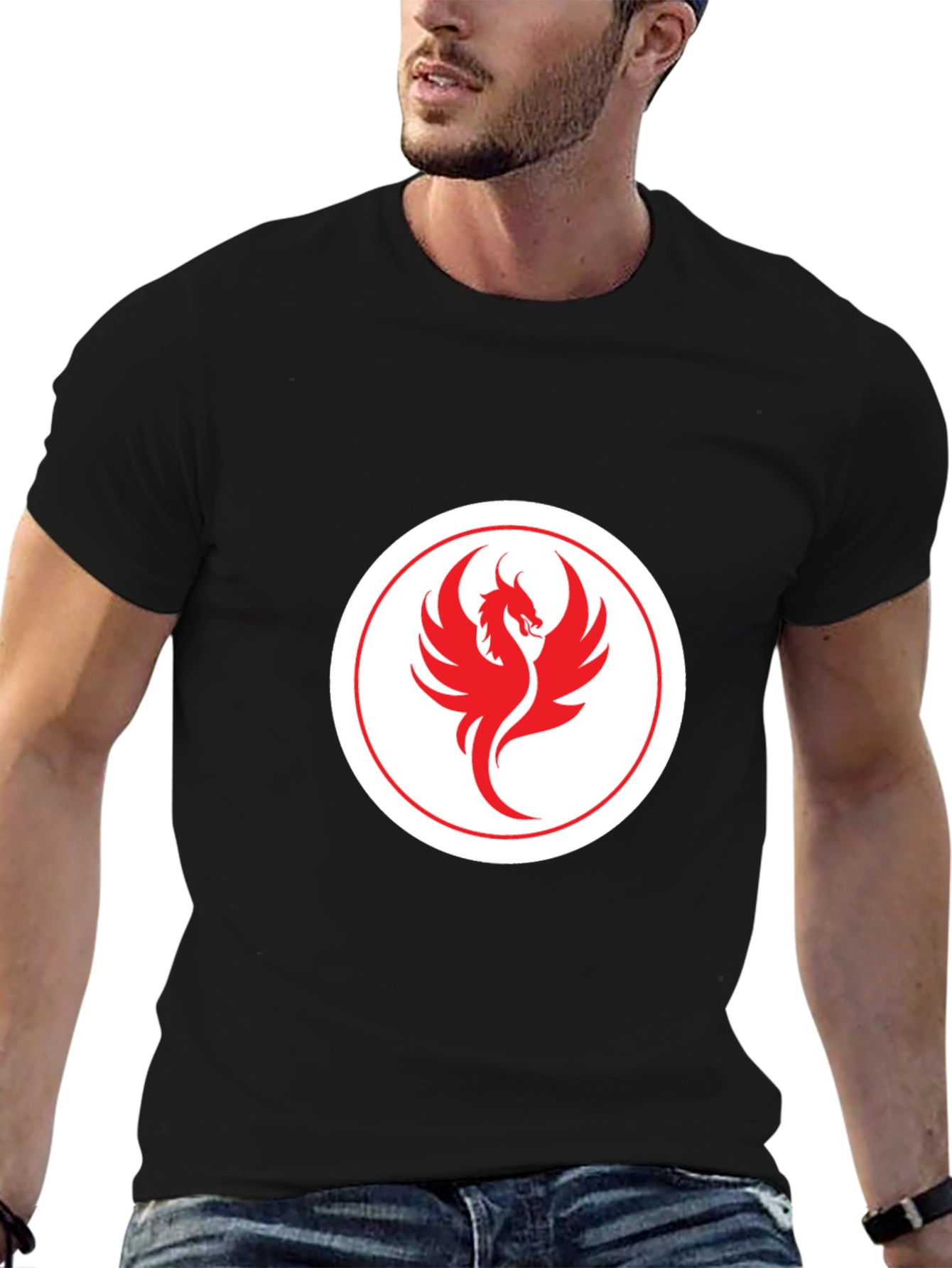 Black Phoenix Graphic Tee - Stylish Black T-Shirt for Men view 6