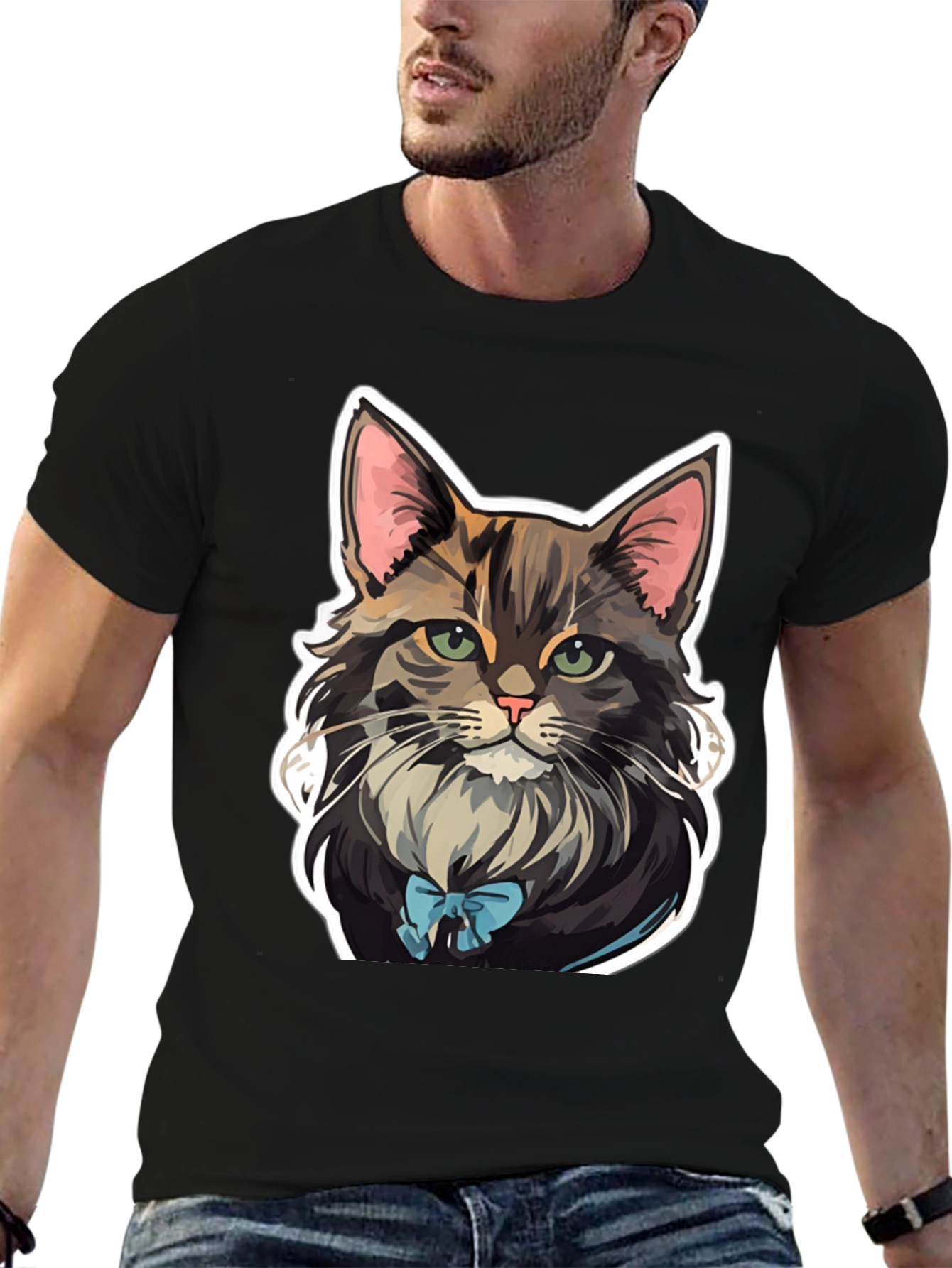 Black Cat with Bow Tie Graphic Tee view 6