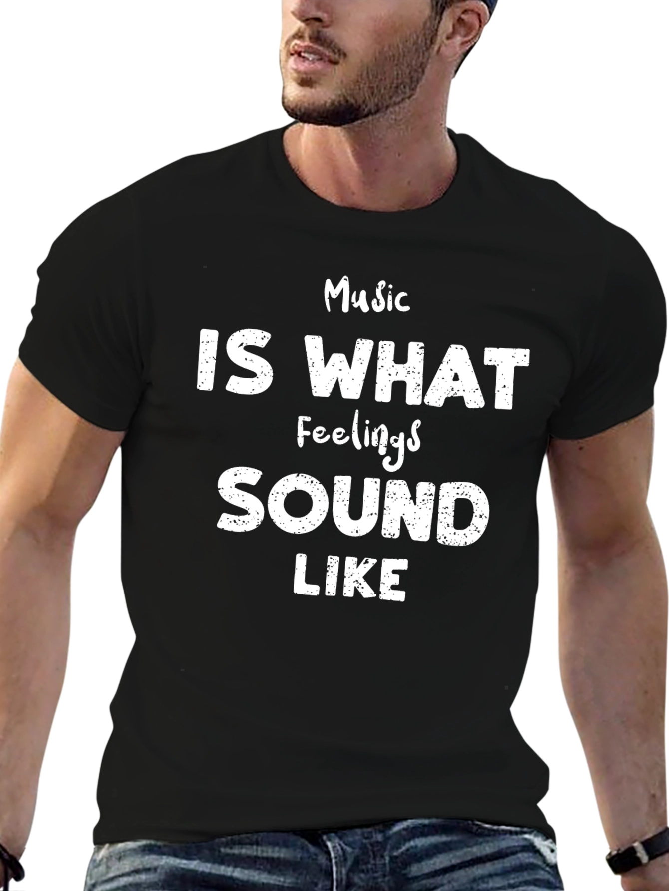 Black Music Is What Feelings Sound Like Black T-Shirt view 6