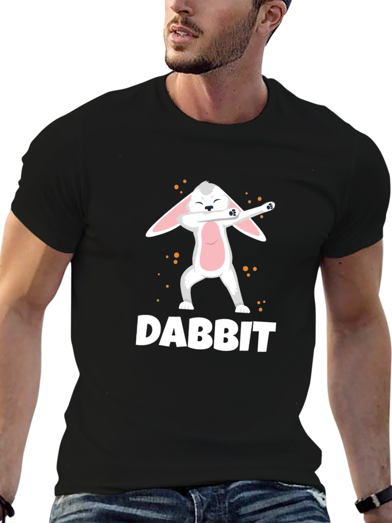 Black Dabbit Dab Dancing Rabbit Funny Graphic Tee view 6