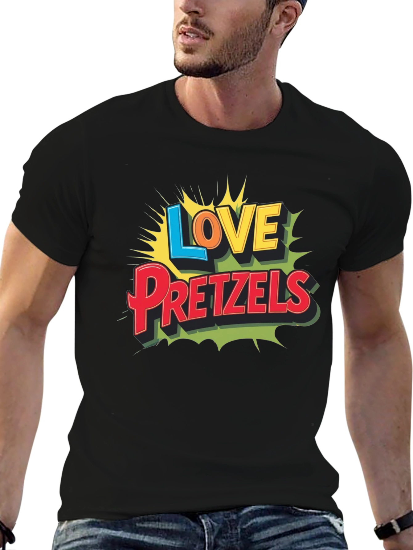 Black Love Pretzels Graphic Tee - Novelty Food Shirt view 6