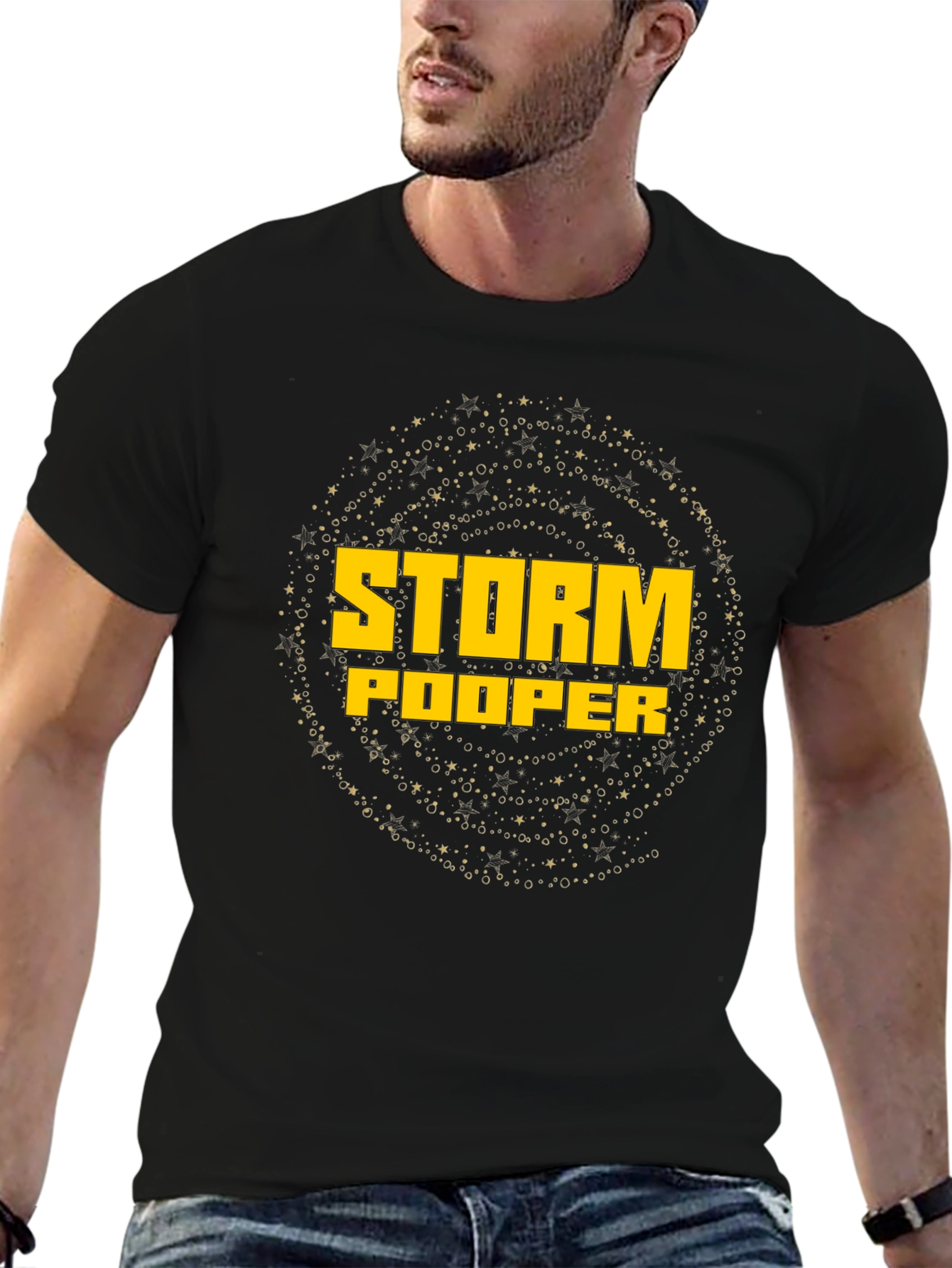 Black Storm Pooper Graphic T-Shirt - Black Cotton Tee view 6