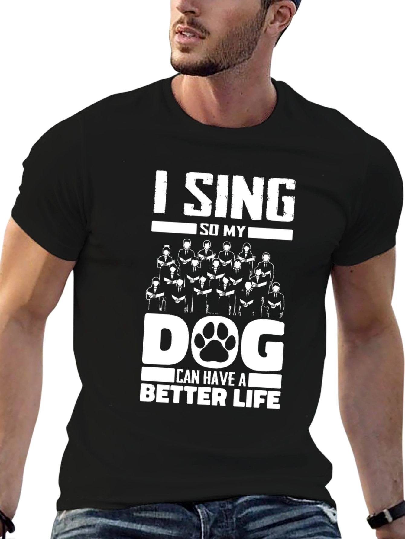 Black I Sing for My Dog Graphic Tee view 6