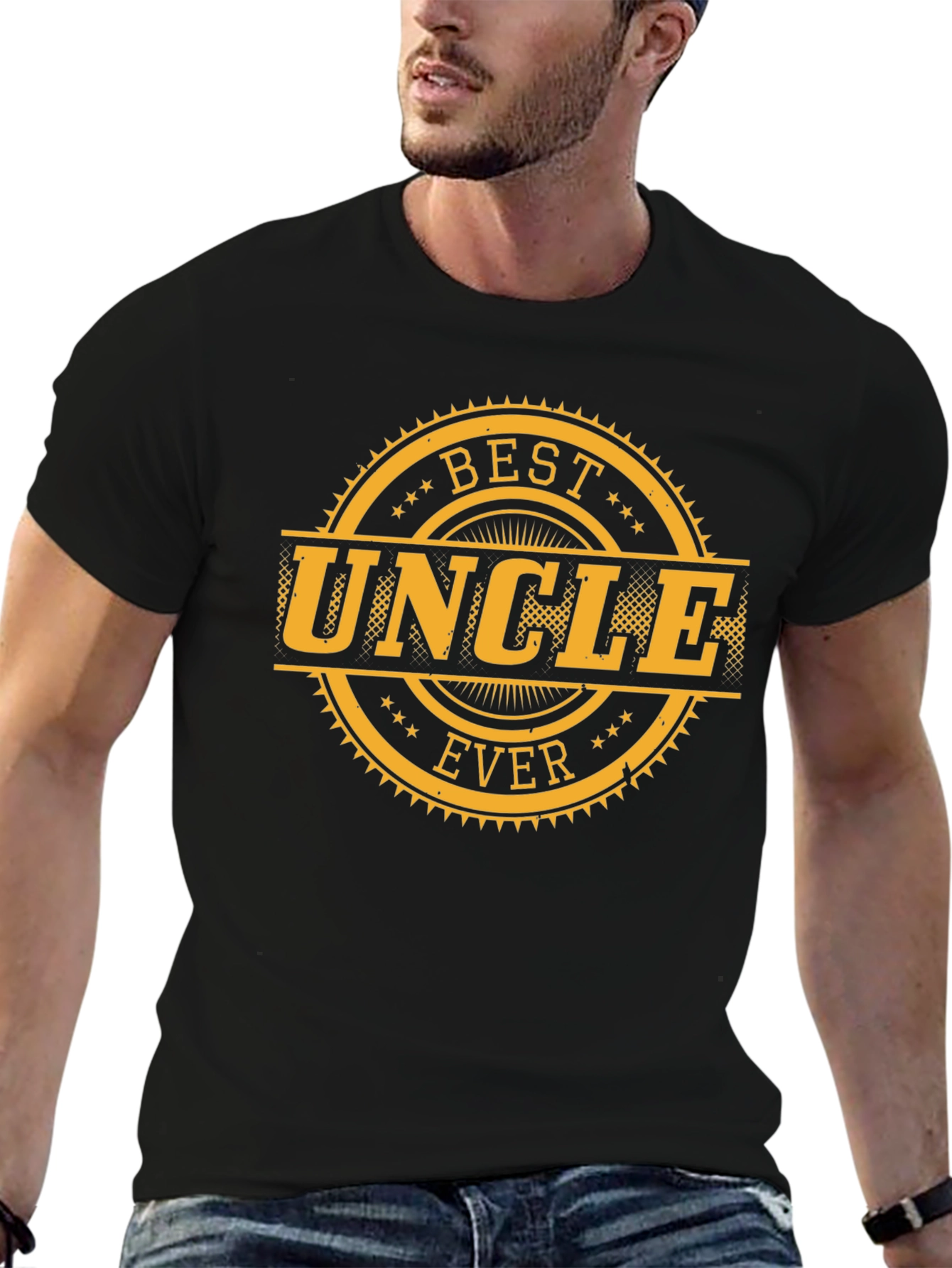 Black Best Uncle Ever T-Shirt - Novelty Family Gift view 6