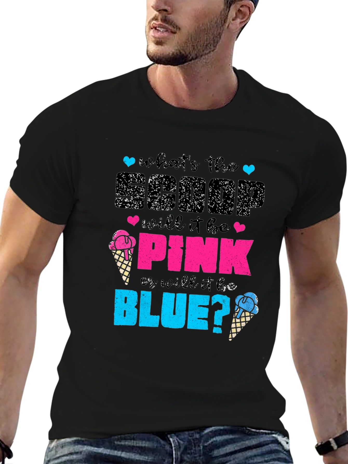 Gender Reveal T-Shirt: Pink or Blue Ice Cream Scoop - 6